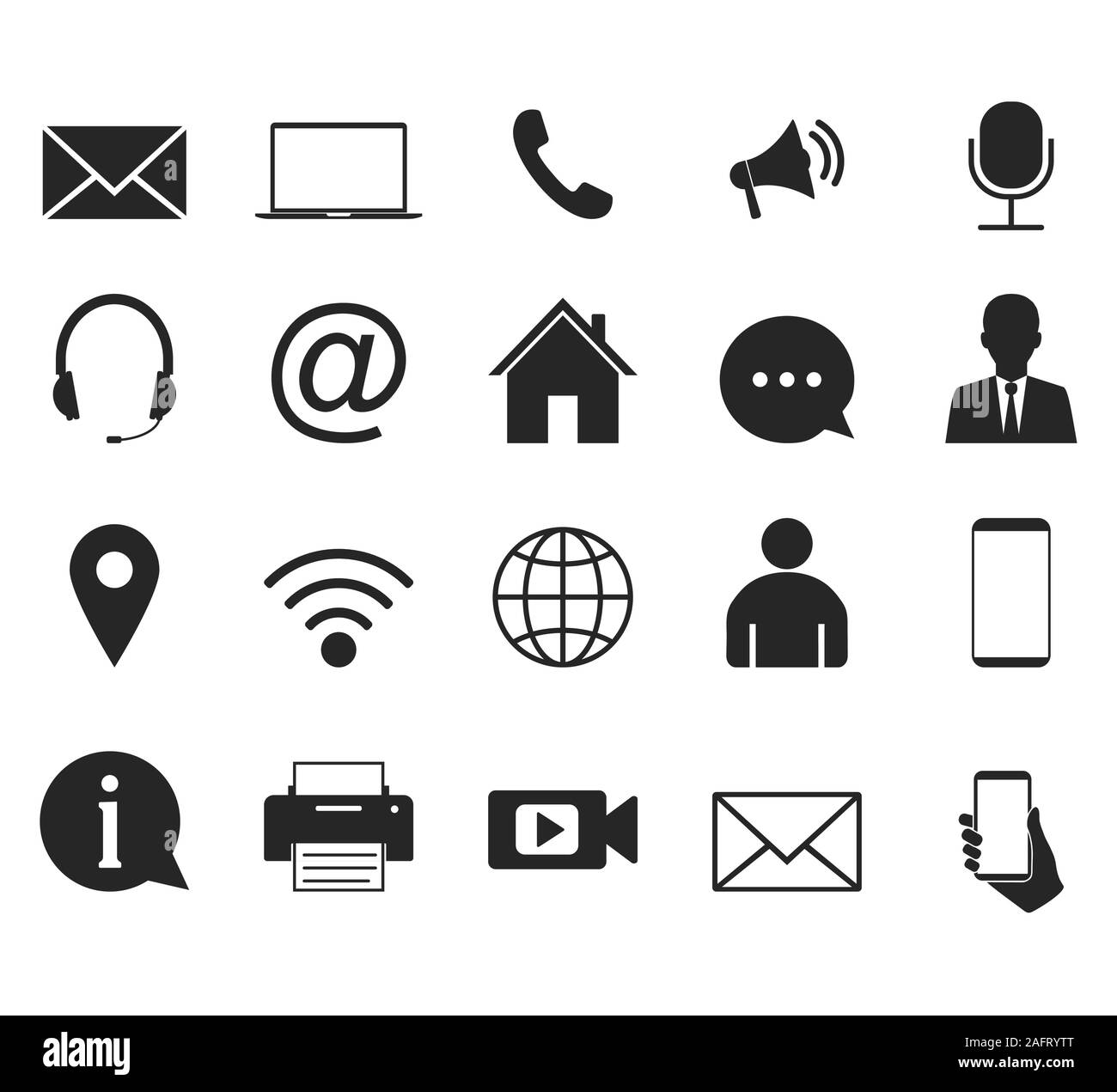 Contactez Icon Set. Illustrations vectorielles. Modèle plat. Illustration de Vecteur