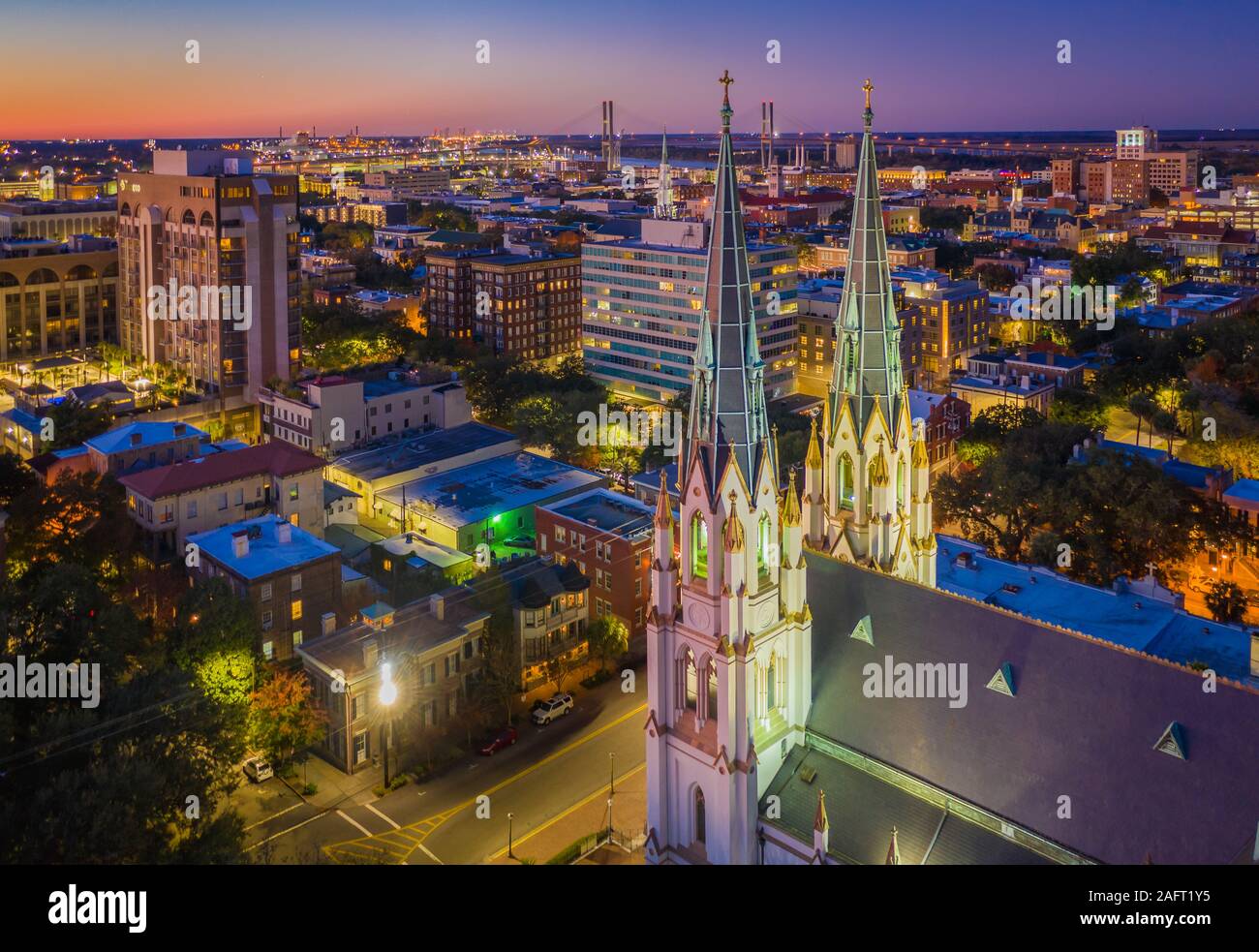 Savannah est la plus ancienne ville de l'État américain de Géorgie et est le siège de comté de Chatham County. Banque D'Images