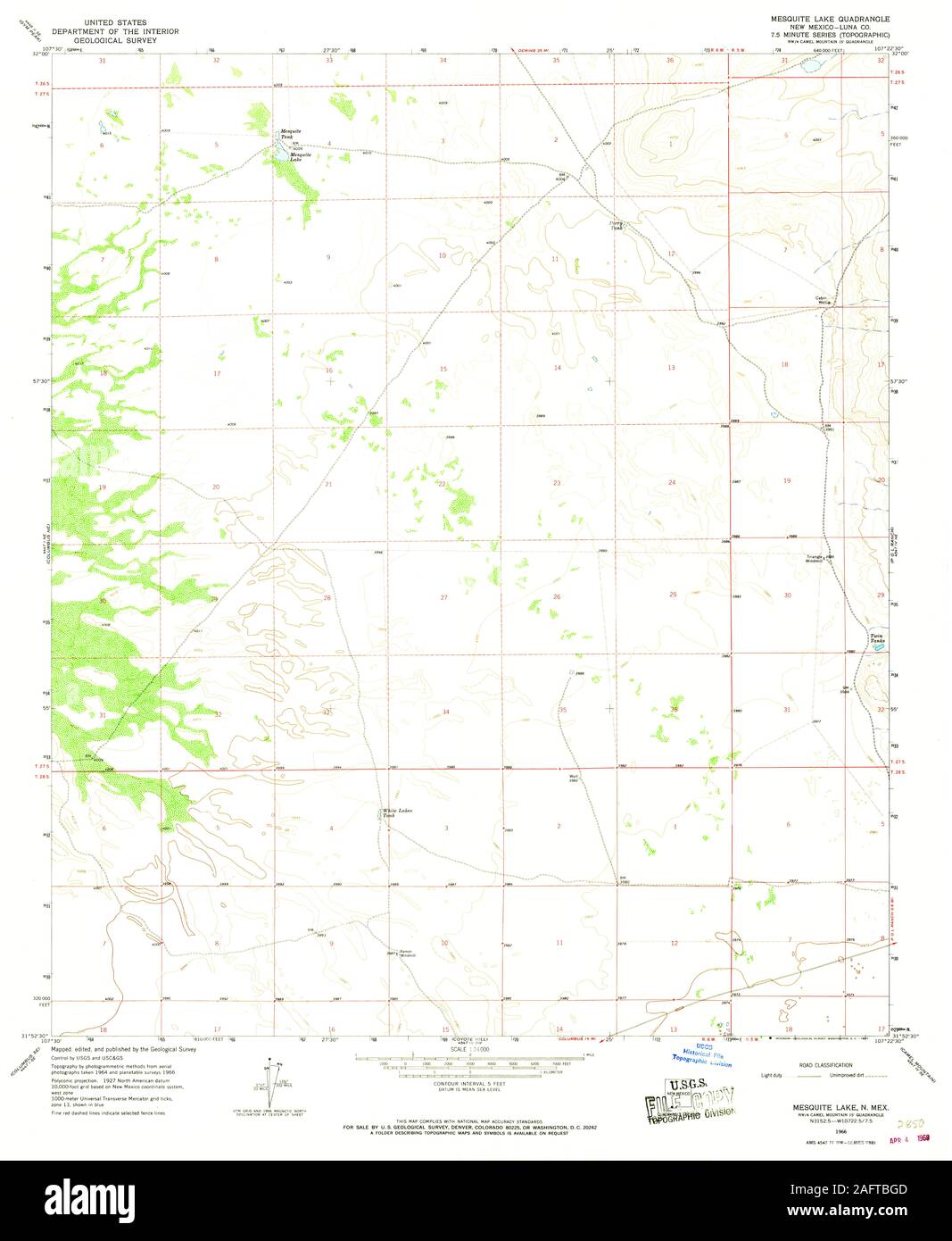 Carte TOPO USGS New Mexico NM Mesquite Lake 1915291966 Restauration 24000 Banque D'Images
