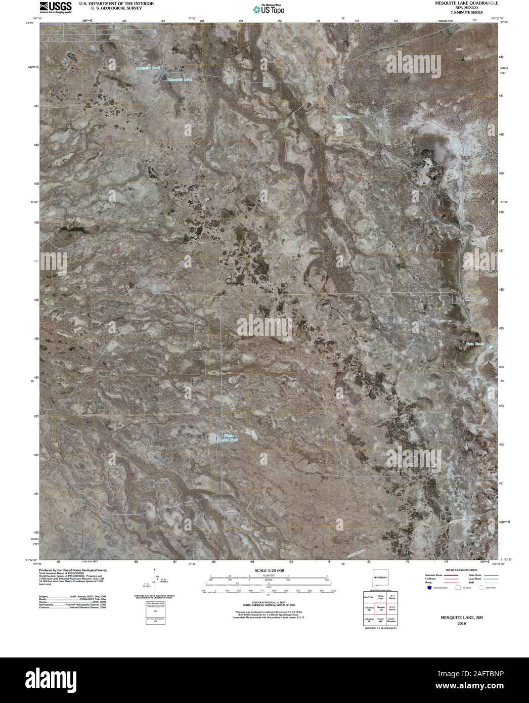 Carte TOPO USGS New Mexico NM Mesquite Lake 20100826 Restauration TM Banque D'Images