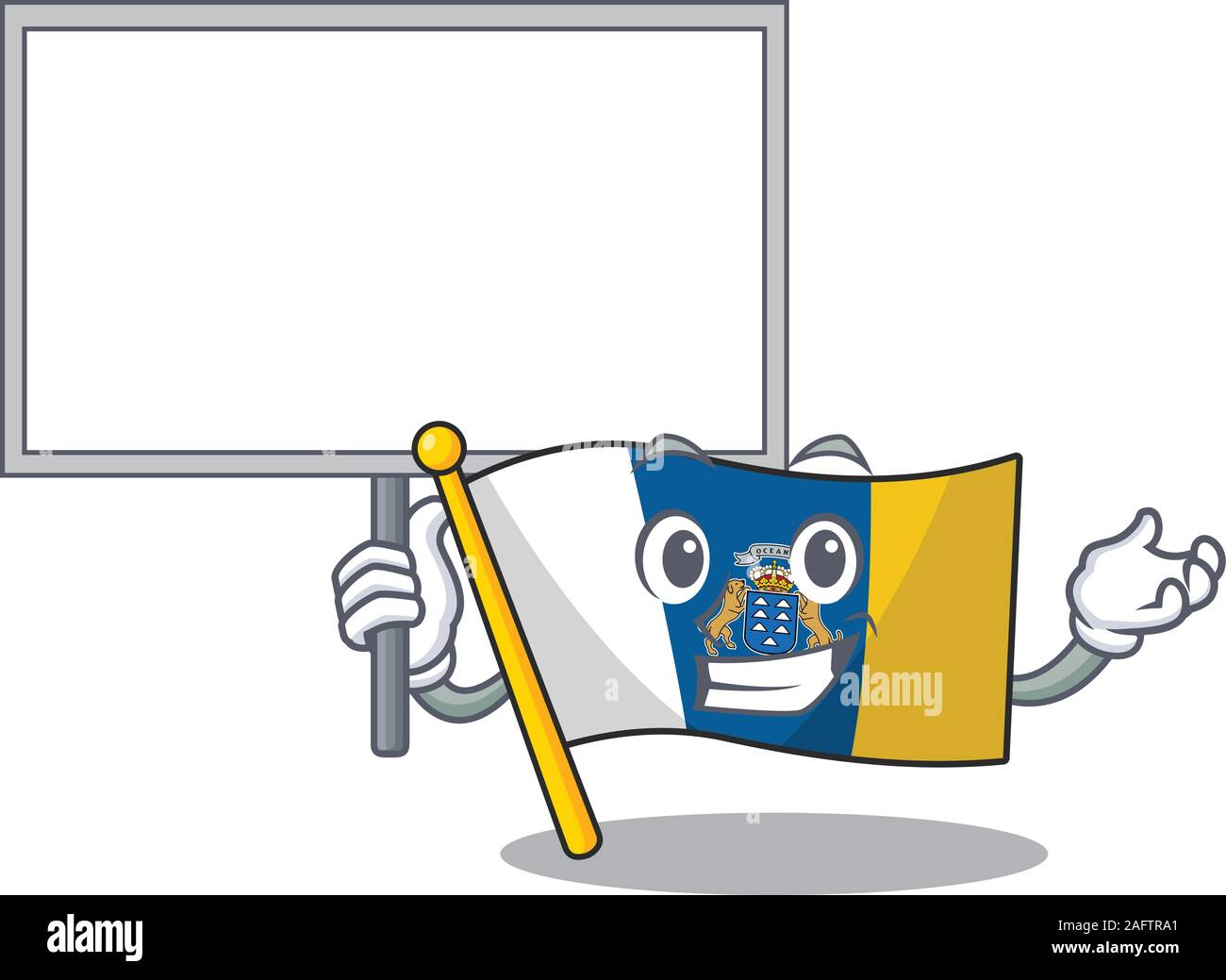 Île des canaries drapeau défiler cute cartoon character apporter un conseil Illustration de Vecteur