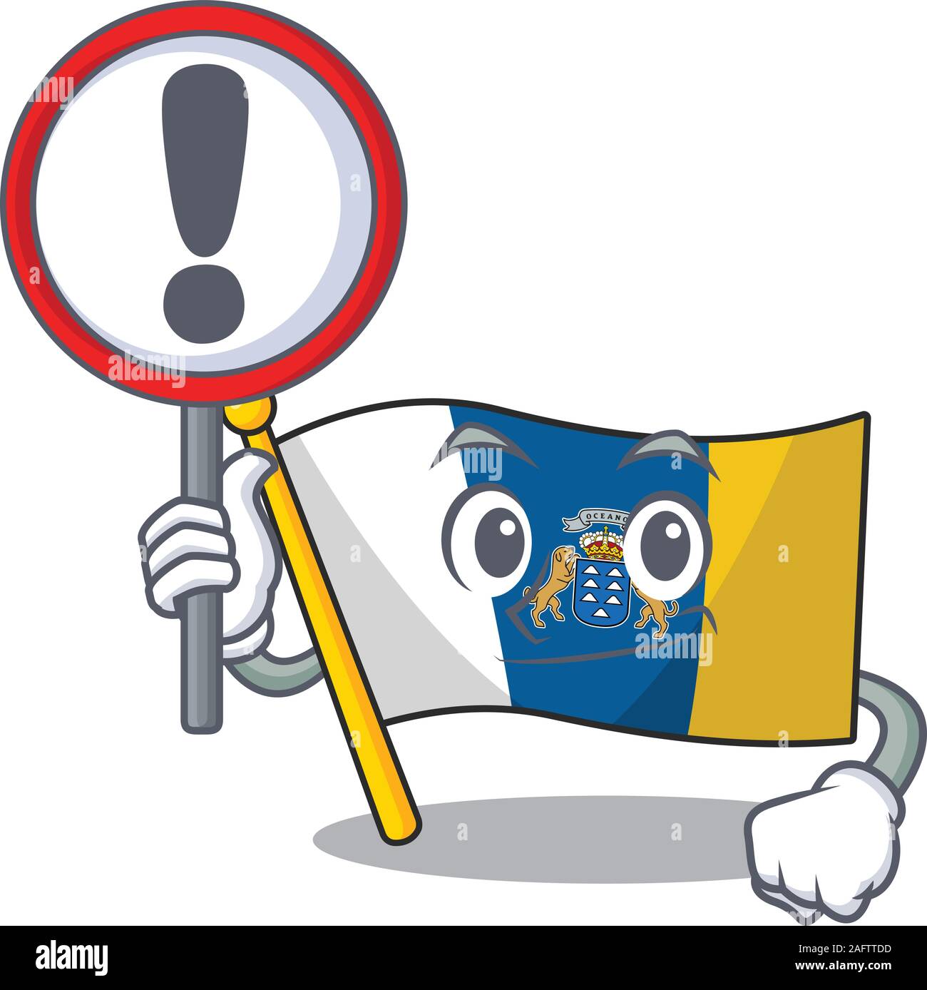 Cartoon description du drapeau île des Canaries Faites défiler jusqu'a ressuscité un signe Illustration de Vecteur