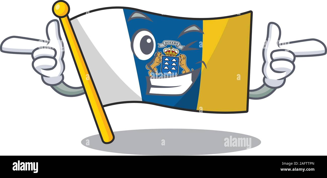 Île des canaries drapeau défiler mascot cartoon design avec Clin d'oeil Illustration de Vecteur