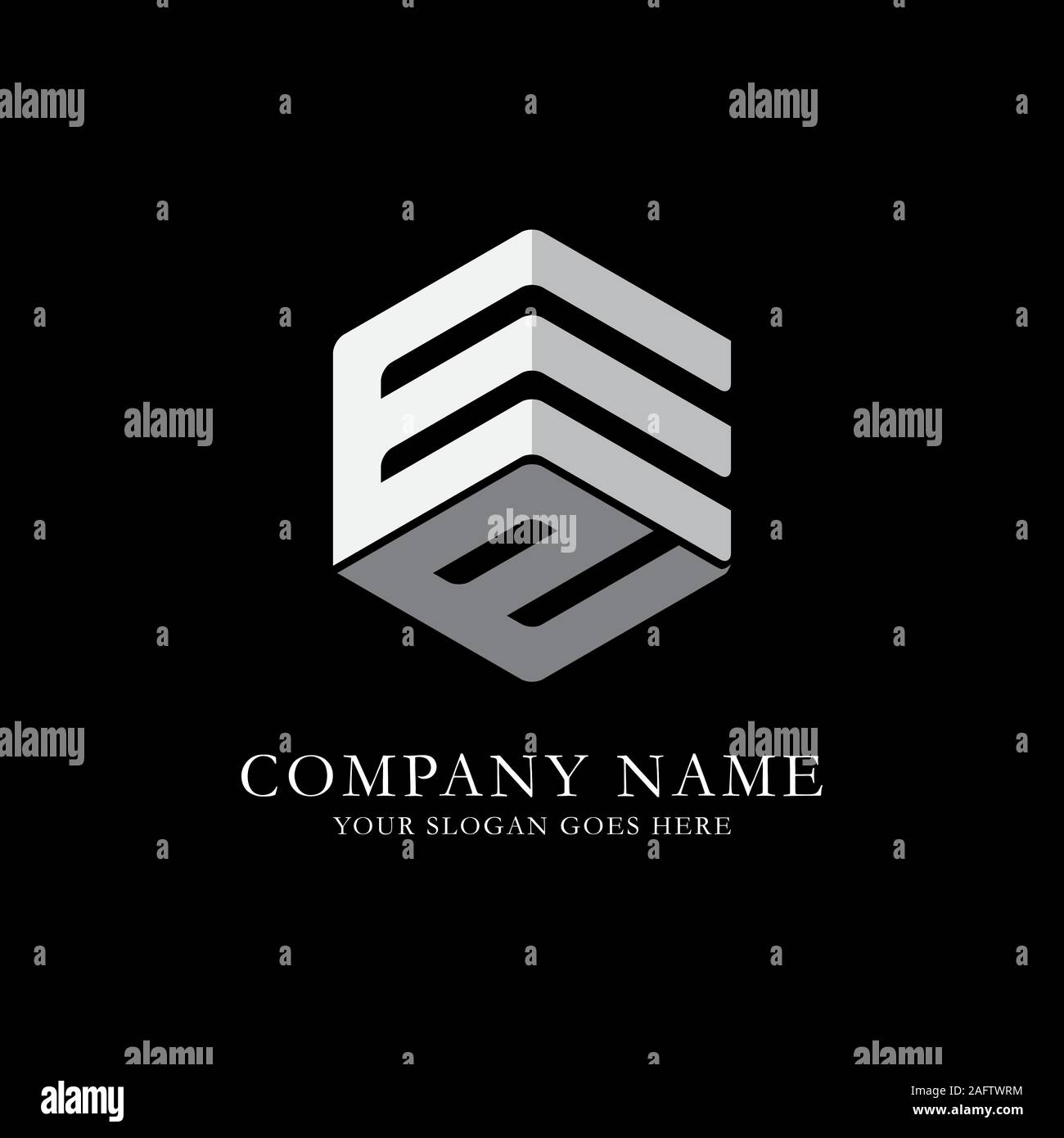 Logo EE lettre initiale Inspiration, E et E combinaison vecteur avec logo idée hexagonale Illustration de Vecteur