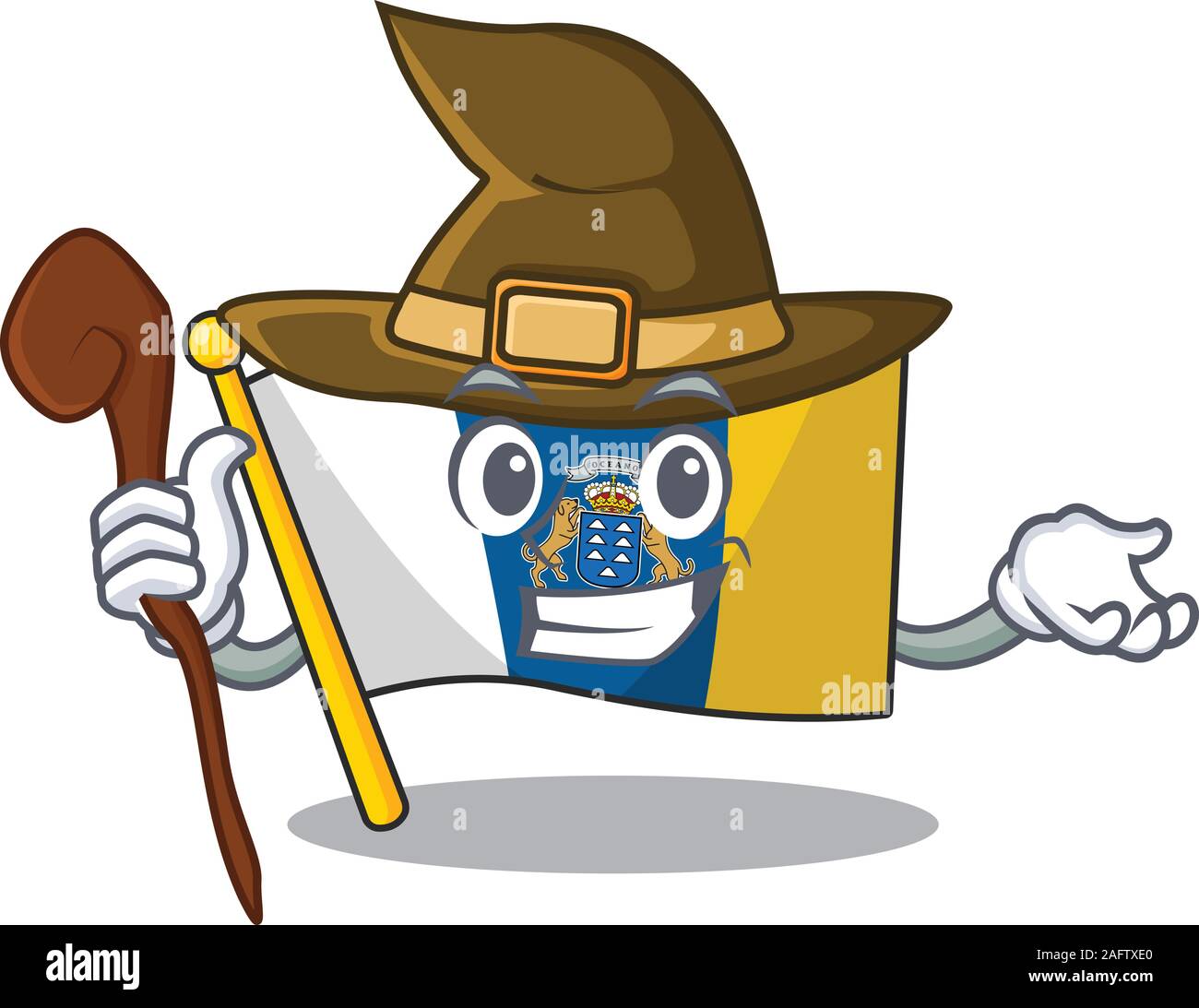 Drapeau sorcière heureuse île des Canaries Faites défiler la conception de personnages de dessins animés Illustration de Vecteur