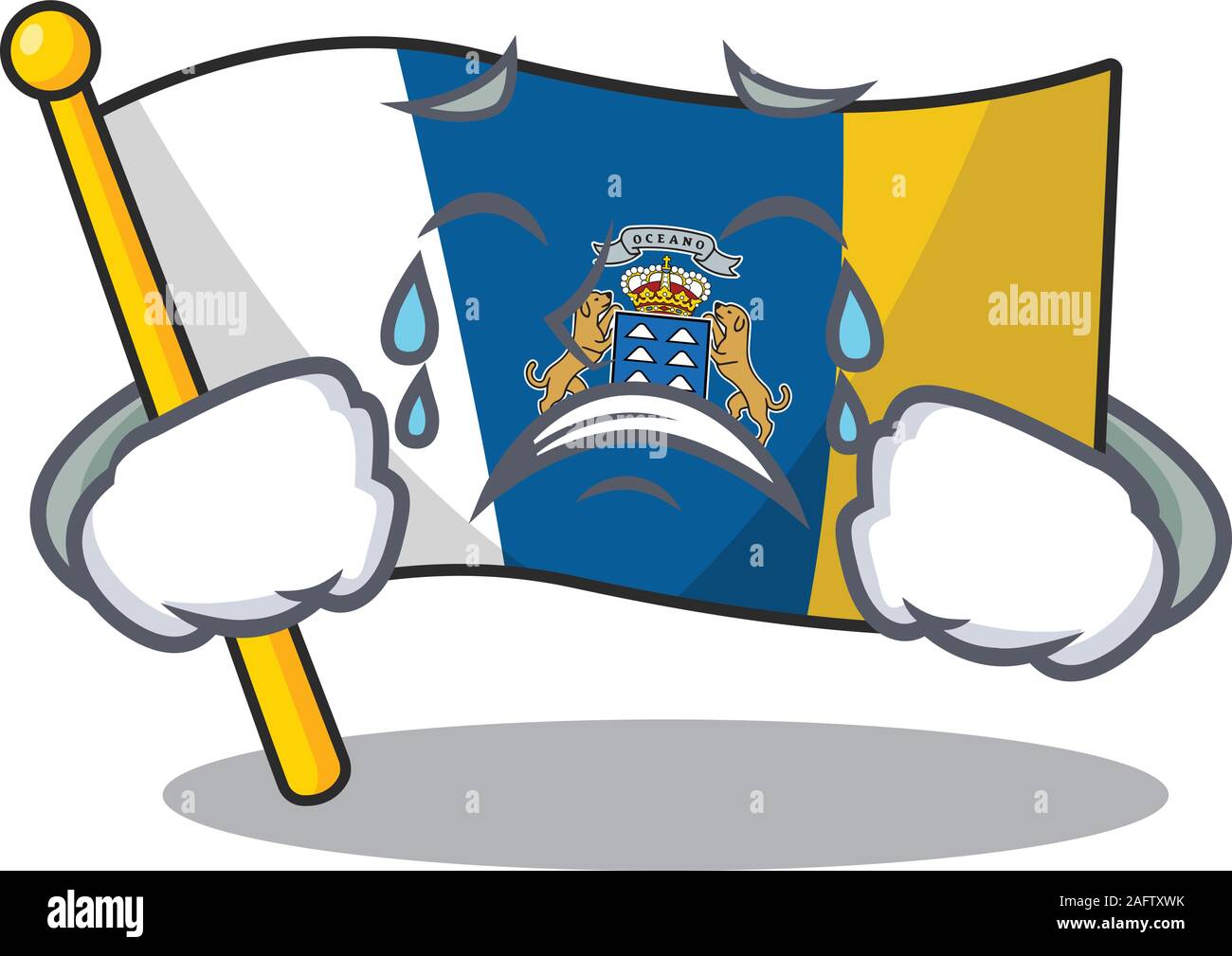 Triste à pleurer d'un drapeau île des Canaries Faites défiler la conception de personnages de dessins animés Illustration de Vecteur