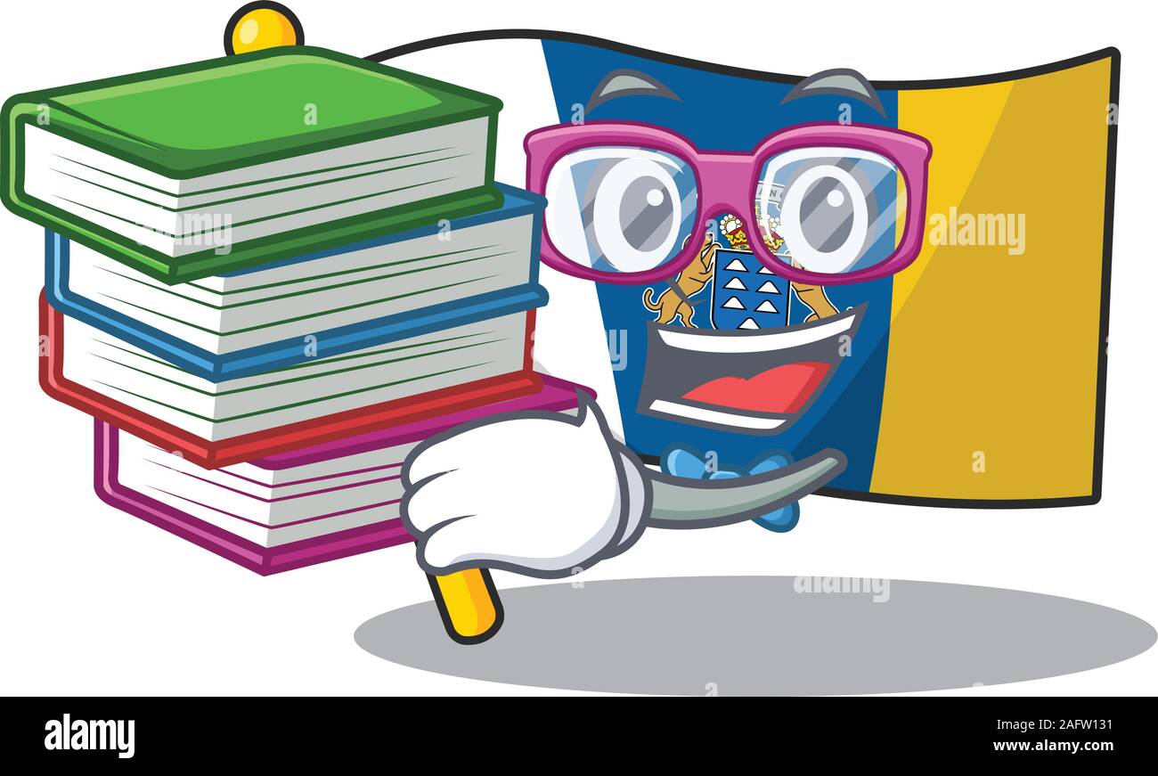 Île des canaries drapeau étudiant Smart Scroll mascot cartoon avec réserve Illustration de Vecteur