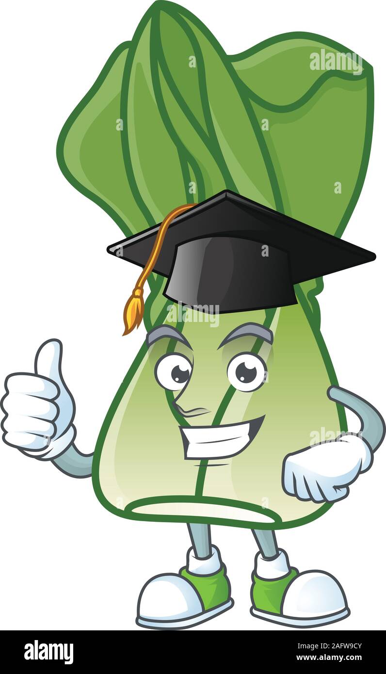 Heureux le bok choy portant une graduation hat noir Illustration de Vecteur