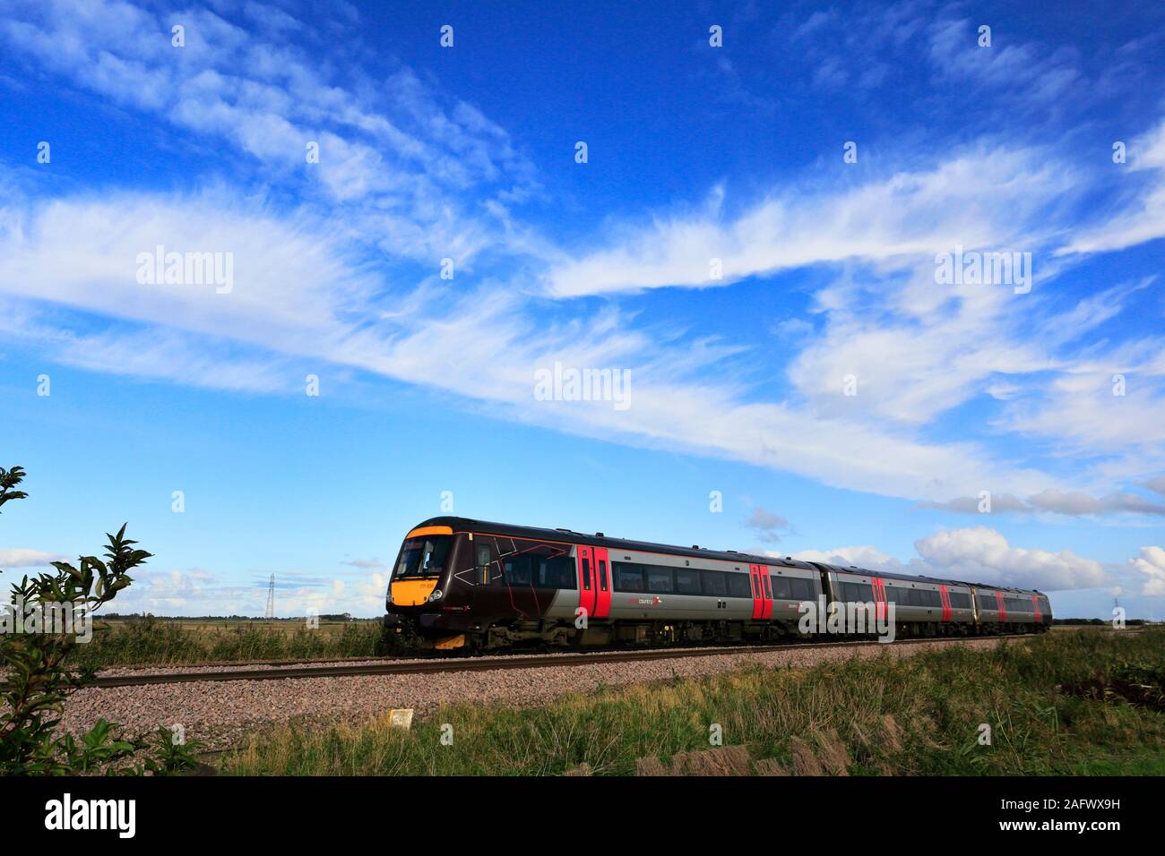 Cross Country Turbostar 170636 passant Whittlesey town, Fenland, Cambridgeshire, Angleterre Banque D'Images