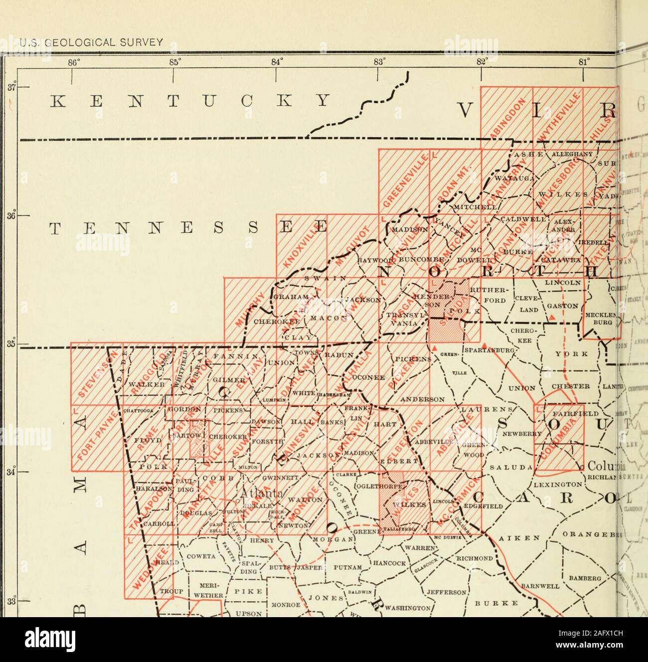 . Rapports annuels du ministère de l'intérieur. piritlevels 1905. Des points de repère. Frisco castor spécial .. F. McLaughlin, R. A. ?:irnKr vulrs. Sq. Si Miles.103 s Milr.^.322 Washington.-Un parti a été engagé dans t()i)()graphicwork dans le quadrangle de Pullman, a débuté la saison dernière, pour publication sur l'échelle de 1:125 000, avec un contourinterval de 50 pieds. En outre, pendant la dernière partie de la saison, un parti a présenté une ligne de contrôle de niveaux sur une petite partie de l'Okanagan quadrangle. TopograpJiic^surrey. f i)j'Washingtoit, 1904-05. Fiche d'information. Le topographe. Areamapped. Niveaux. -Trav erse. Comté. Sp Banque D'Images