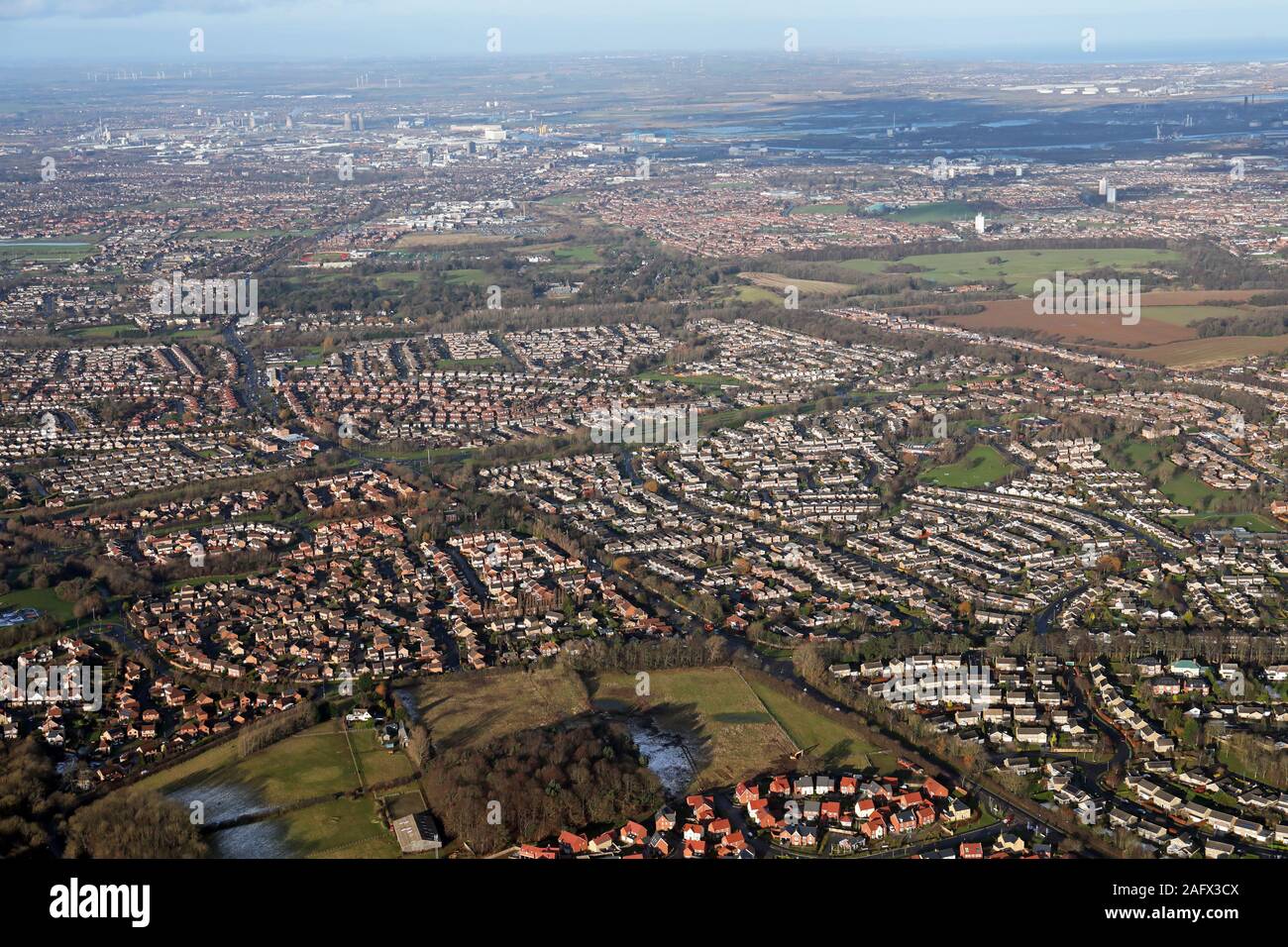 Vue aérienne de Nunthorpe à north le A172 à Middlesbrough dans le nord-est de l'Angleterre, Royaume-Uni Banque D'Images