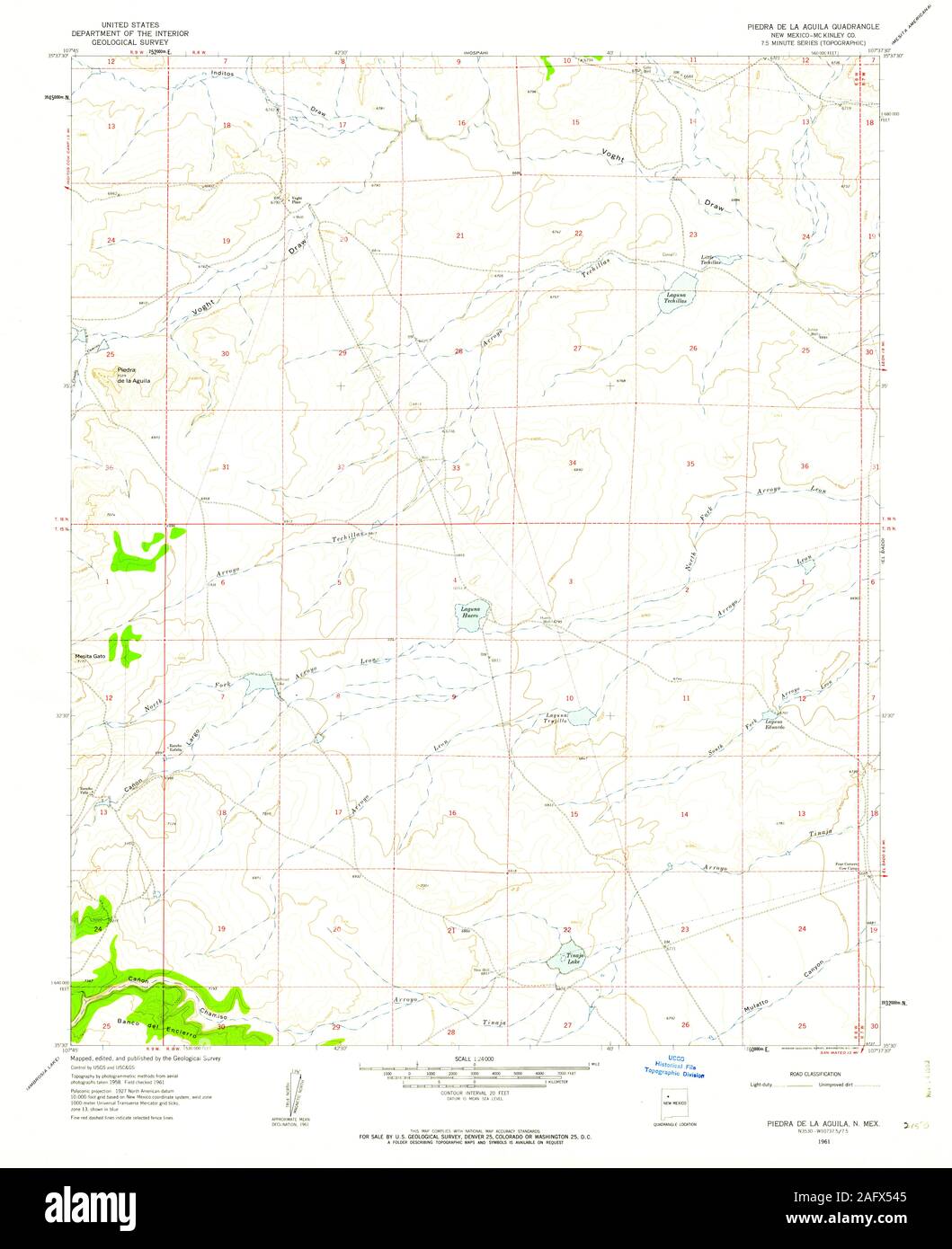 Carte TOPO USGS New Mexico NM Piedra De La Aguila 1918651961 Restauration 24000 Banque D'Images