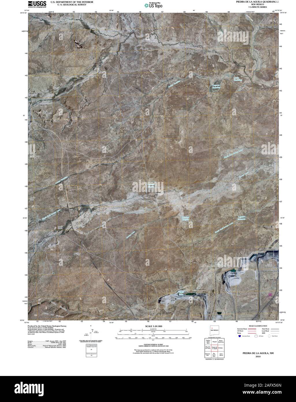 Carte TOPO USGS New Mexico NM Piedra De La Aguila 20100924 Restauration TM Banque D'Images