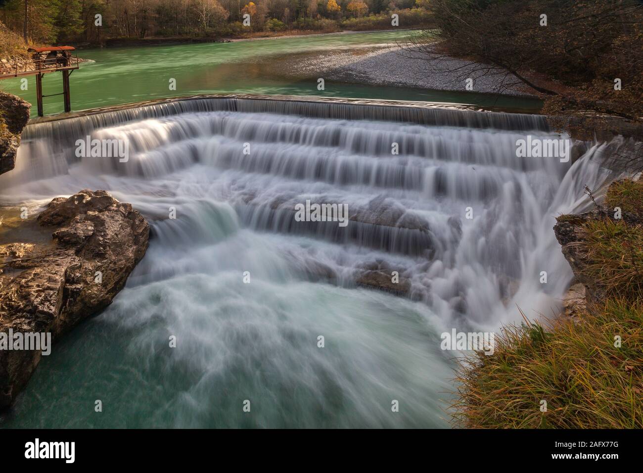 Lech cascade de Fussen Bavière, Allemagne. Banque D'Images