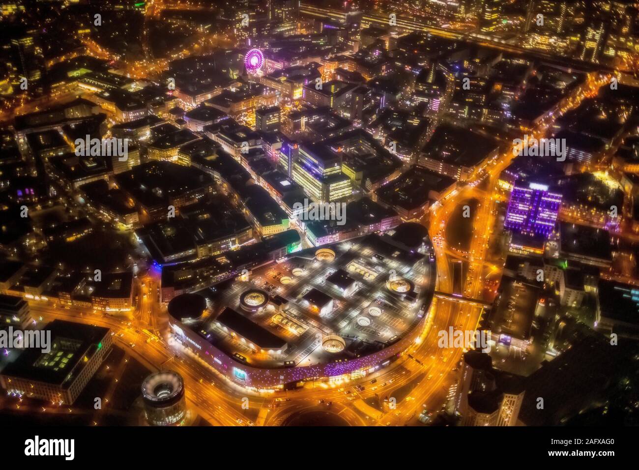 Photographie aérienne du centre-ville d''Essen, radio Media Centre, Berliner Platz, près du centre commercial Limbecker Platz, dans l'ouest de trimestre, Essen, Ruhr, N Banque D'Images
