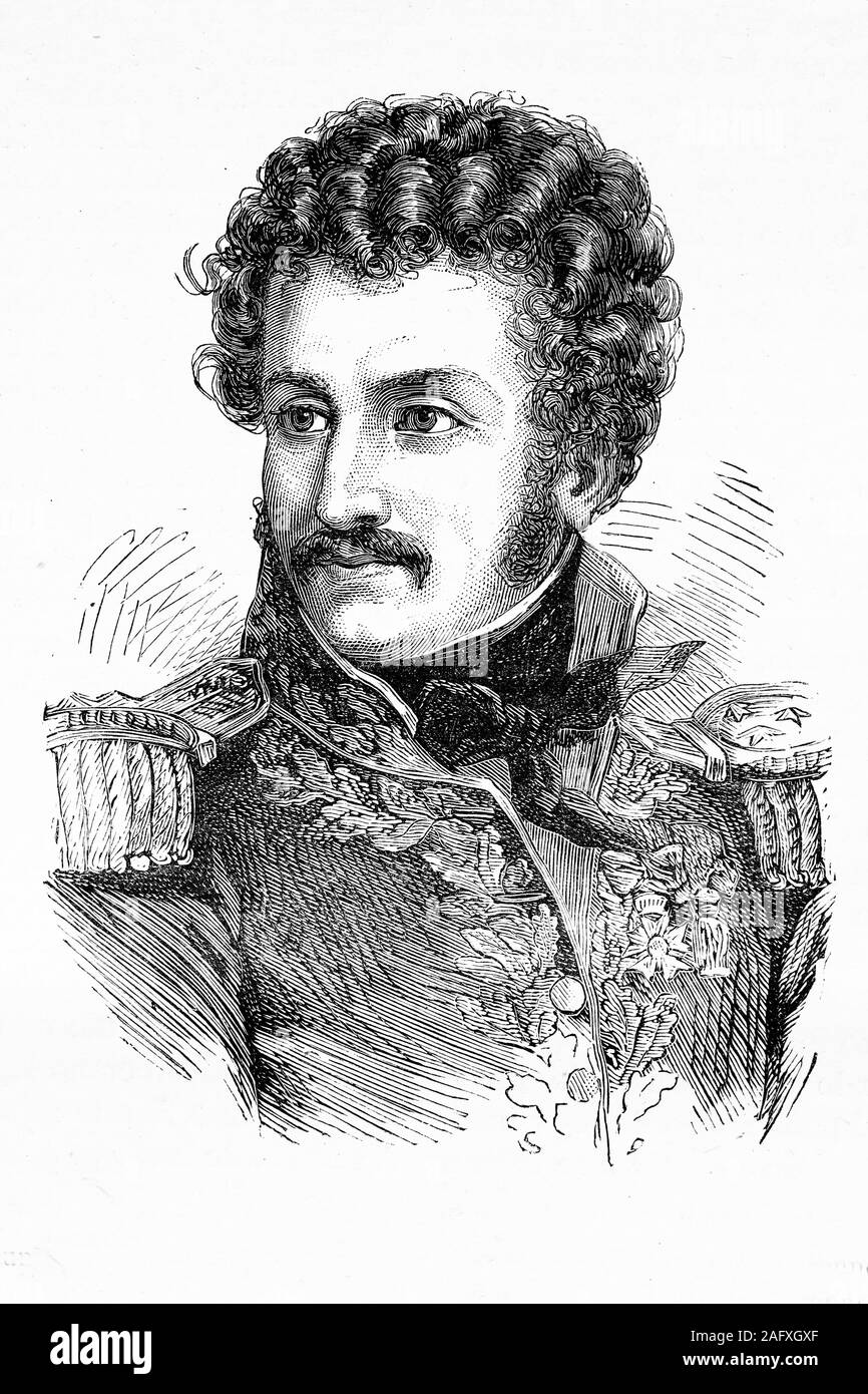 Pierre Daumesnil. Général appelé jambe de bois. Commandant de Vincennes. Guerres napoléoniennes. 1776-1832. Illustration d'antiquités. 1890. Banque D'Images
