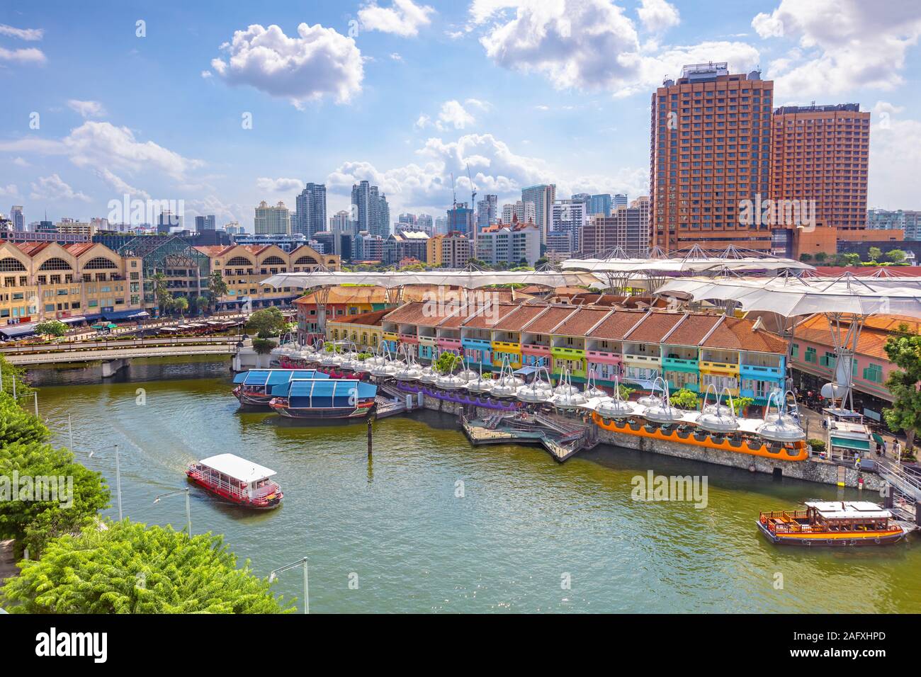 Vue aérienne de Clarke Quay à Singapour Banque D'Images