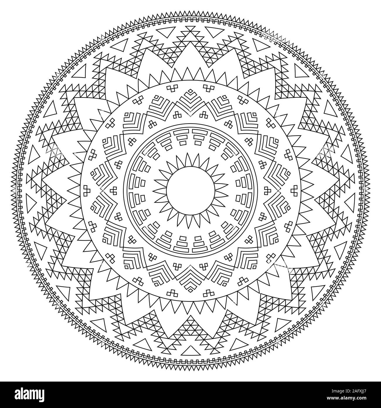 Mandala Anneaux Aztèques - Coloriage pour adulte à imprimer
