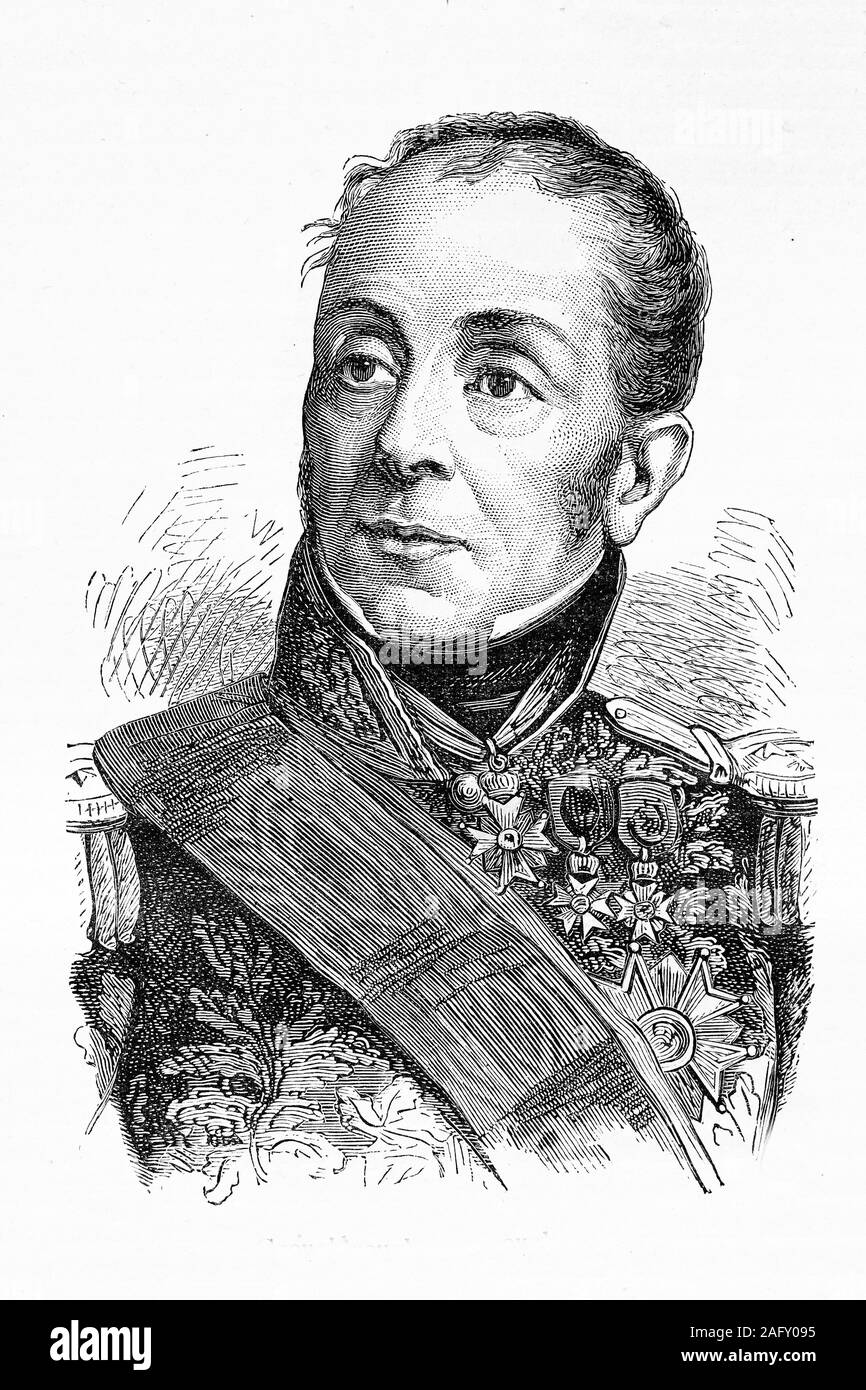Emmanuel de Grouchy, marquis de Grouchy, le français général et maréchal. 1766-1847. Illustration d'antiquités. 1890. Banque D'Images