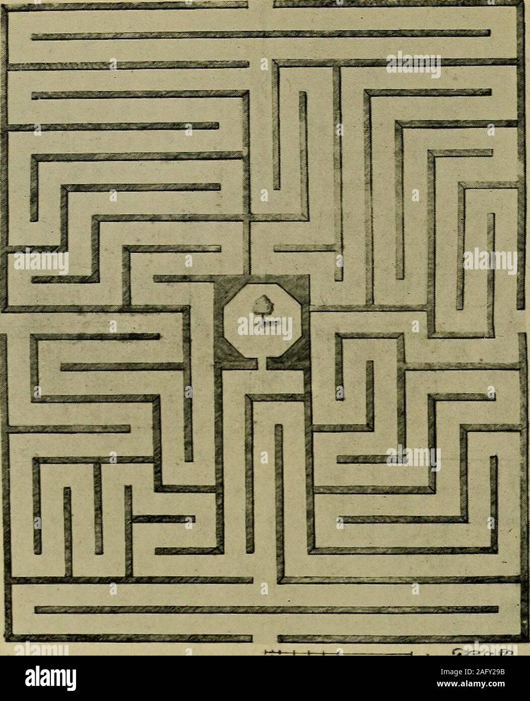 . Dédales et labyrinthes ; un compte rendu général de leur histoire et l'évolution de la situation. Fig. 97 et 98.-labyrinthes par G. A. Boeckler, 1664. Et on peut généralement être sûr de trouver quelques dessins ofmazes dans n'importe quel livre horticoles de cette période. Fig. 95 et 96 montrent deux exemples donnés dans le122. -T&. 5T3&- Banque D'Images