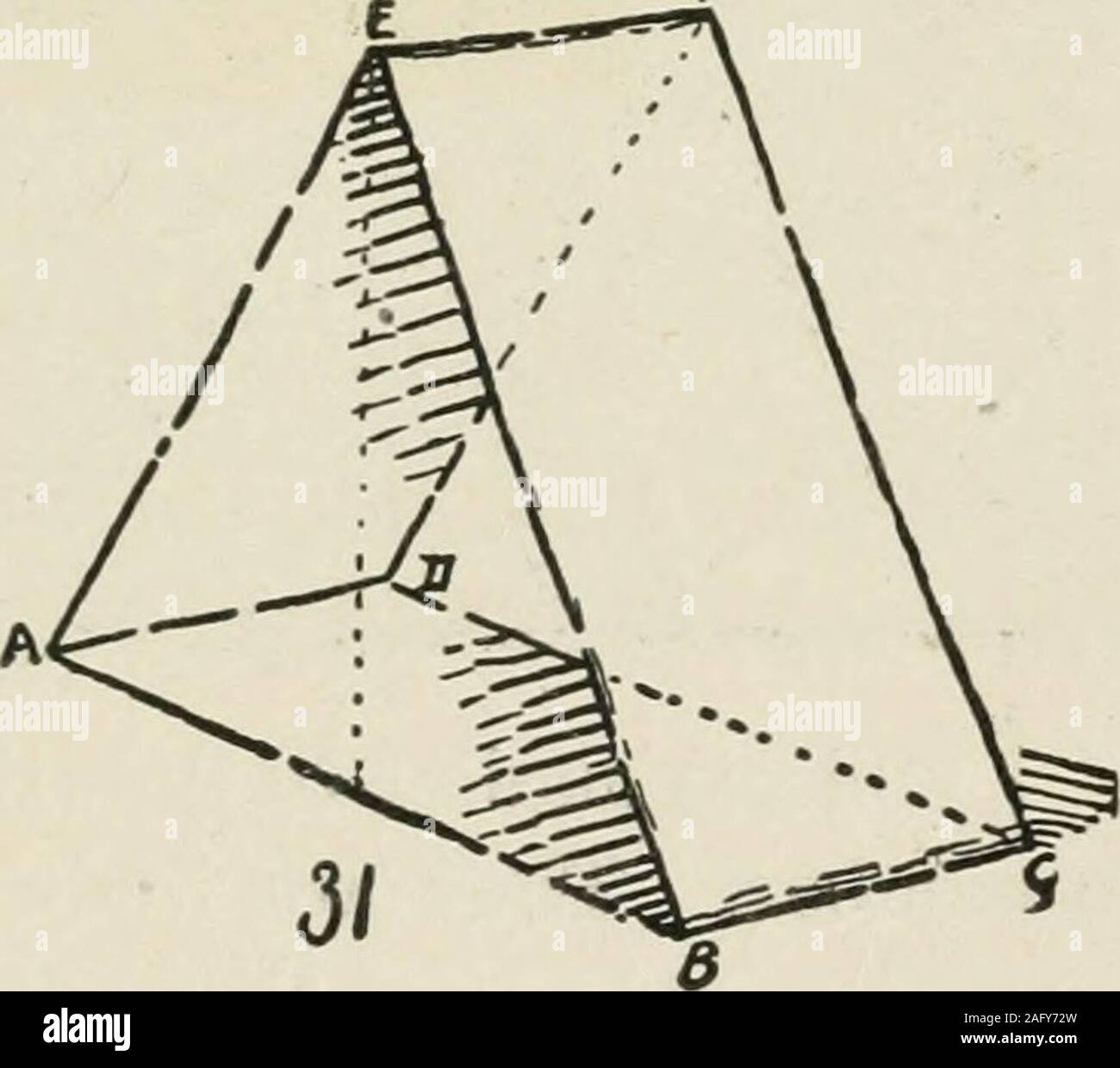 . Le dessin de Augsbourg, livre 2. Fig. 30 et 31 sont en recul horizontal oblique.prismes obliques, parce qu'à un angle avec le plan horizontal ;,parce que les lignes principales sont à l'horizontale avec le plan de lavis ; rétractées, car les lignes s'éloigner de vous. 148- le dessin DESSIN AUGSBURGS Prisme.- Après l'enseignement donné dans thedrawing du cube et cylindre, il est l)e inutile d'givespecific directions dans le dessin du prisme-quelques generalsuggestions enouirh sera. Ce qui suit est un bon plan pour tous les postes du prisme. 1. Dessiner la base UNE BCD, fig. 31. 2. Trouver Banque D'Images