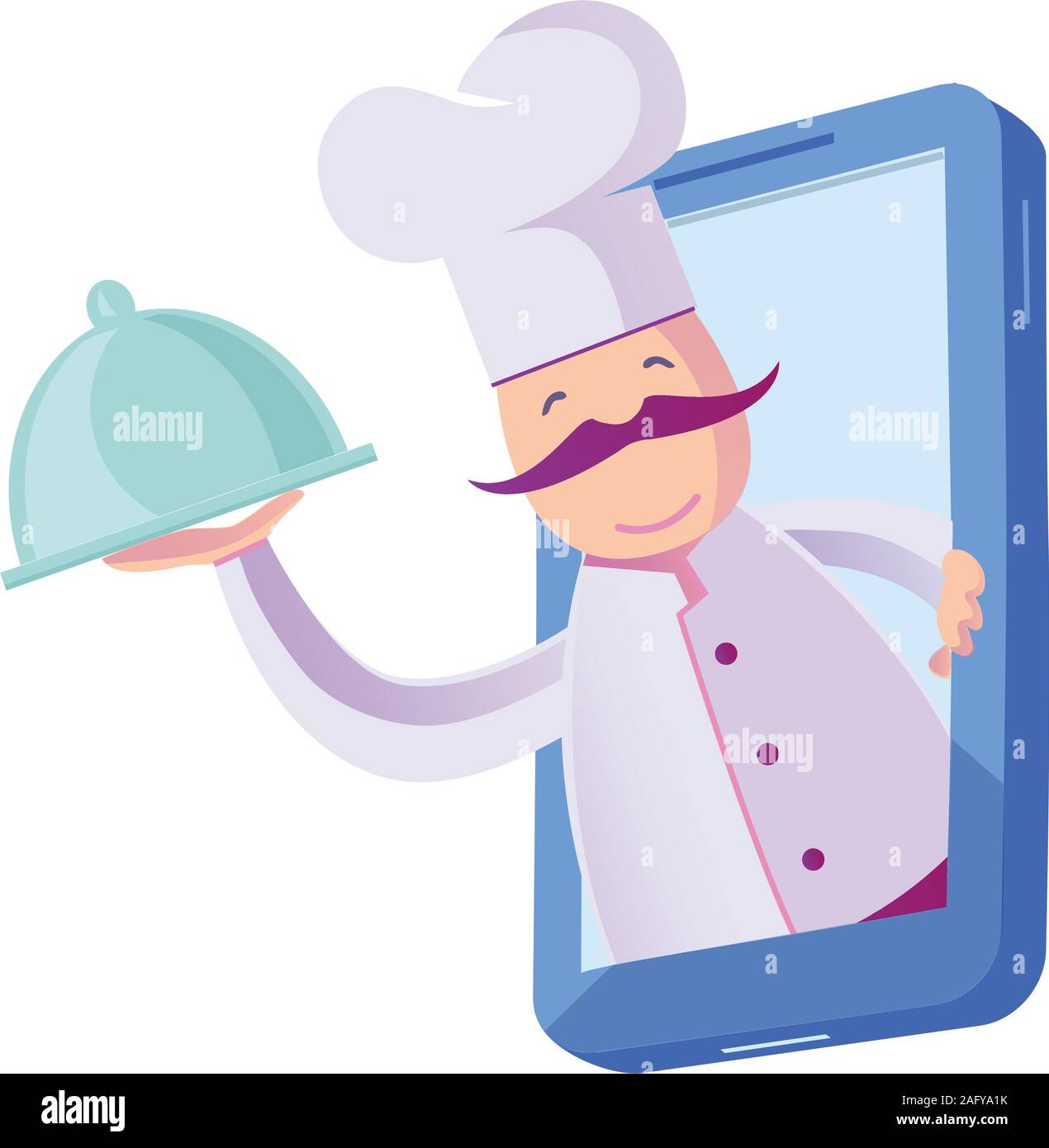 Illustration d'une télévision Funny Chef italien présentant sa spécialité de la maison Illustration de Vecteur