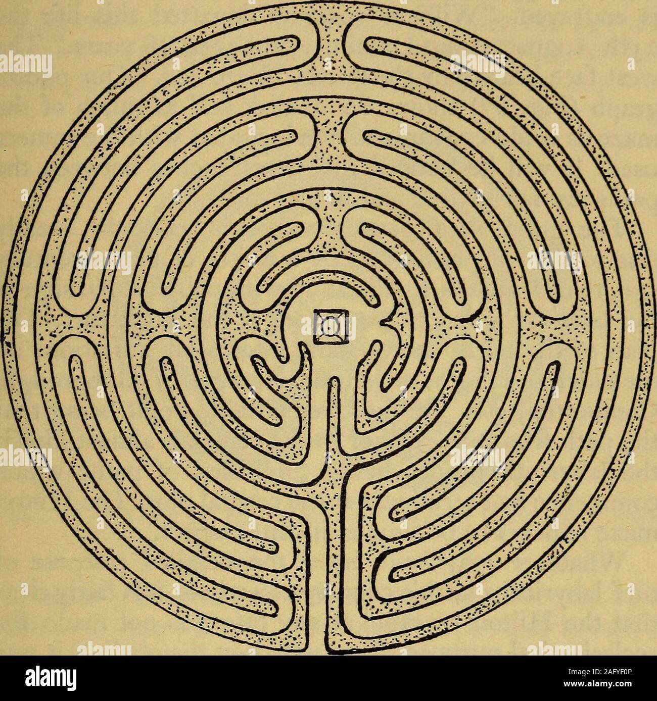 . Dédales et labyrinthes ; un compte rendu général de leur histoire et l'évolution de la situation. Fig. 67. Turf-Labyrinth, Hilton, chasse. [Photo : W.HM. un magnifiquement préservé, labyrinthe de curieux plan, dans un cornerof le vert de la divagation et des butcharming village de Hilton (Fig. 66). Ces labyrinthes de gazon sont dans la plupart des cas responsables toescape l'avis de tous mais l'emploi intentionnel, dû. Fig. 66.--Turf Labyrinthe, Hilton, chasse. (W. H. M.) à leur télévision et herbacé, la nature et la difficulté est accen-fluctué dans le cas de Hilton en raison du fait qu'themaze est à quelque distance de la r Banque D'Images