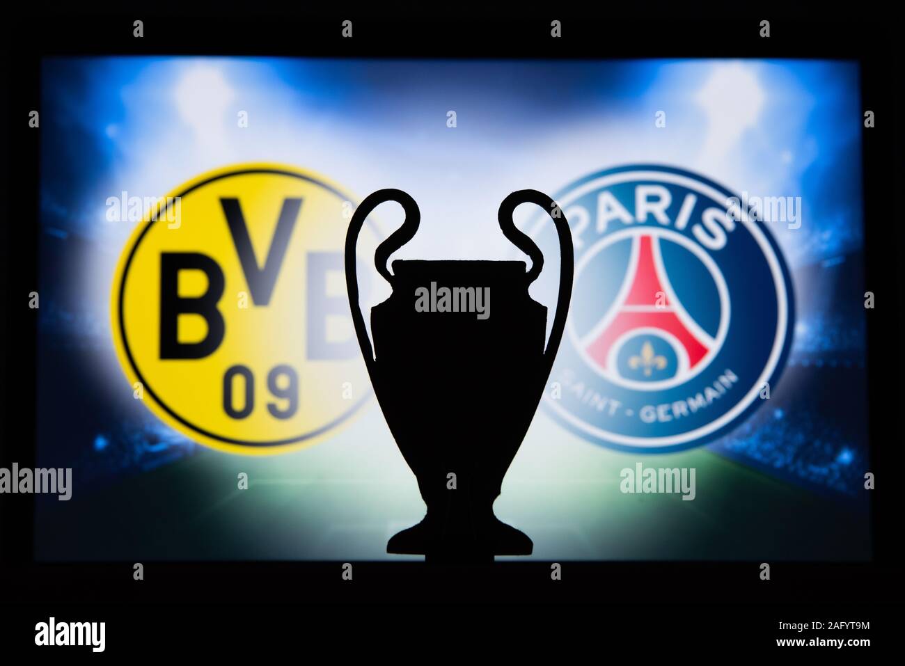 Ligue des Champions 2020, Série de 16 UCL football, phase éliminatoire, éliminatoires, officiel Adidas ballon de soccer 2020 Banque D'Images