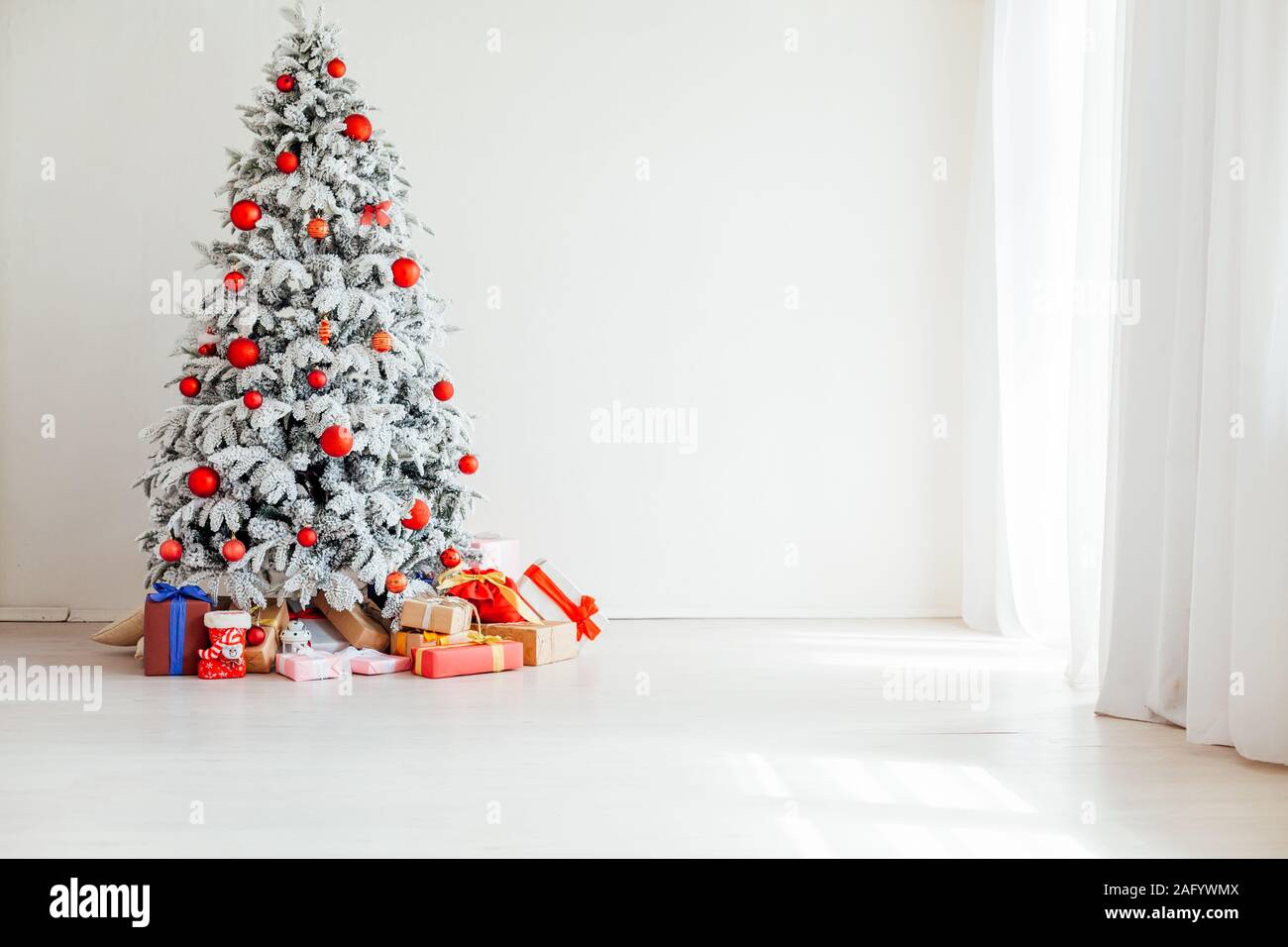 Nouvelle année hiver vacances de Noël arbre de Noël cadeaux décoration d'arrière-plan Banque D'Images