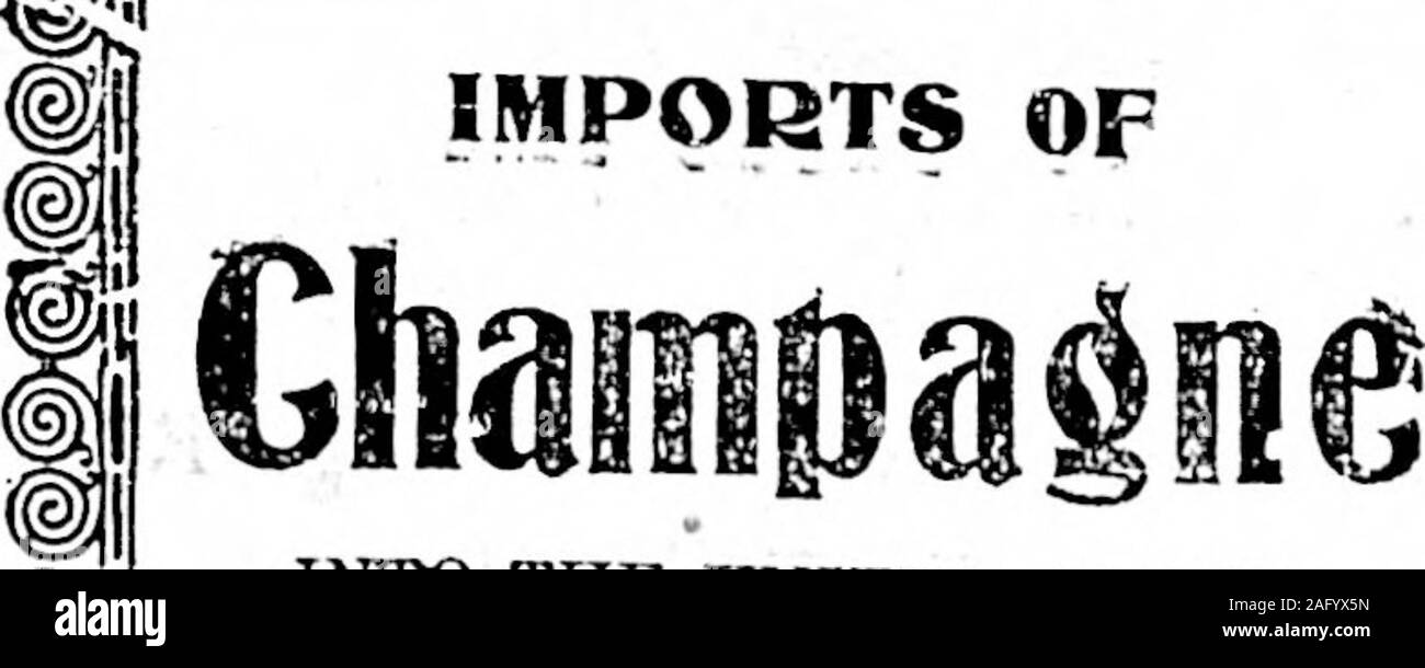 . Daily Colonist (1900-07-17). Les importations de. Dans les États-unis. Par les Aléoutes solo de l'IUE, varioiw marques à partir de janvier à juillet tst ist, 1900.  ? . Oasis 0. a. Mmmm UN Co." Extra Dry - 66 149 18 413 Jcmmery Cbandon & Moot & Greno^^12 ......,1 HcIdslCCb^ v CQ. ftxt Buiaart 6 009 4 805 ct, Pera Flls Louis ... Itocdciei" ......""••"." 4 418 Vve Clicquot ..^^•••••••il^*** 4,30 :^ » Heldeleckii mûr.t. ;.m*&gt;o&Lt ;;cii" Perrler-Jouet* 4j088 ji., , 2,U6 belbeck i CO 1 050 A. & Co DeMoutcbello liOSn Ernest Irroy & Co.Bouche, Flls & Co.St. MaiceauxAyala & Co. Diverses autres marques 7|672 Banque D'Images