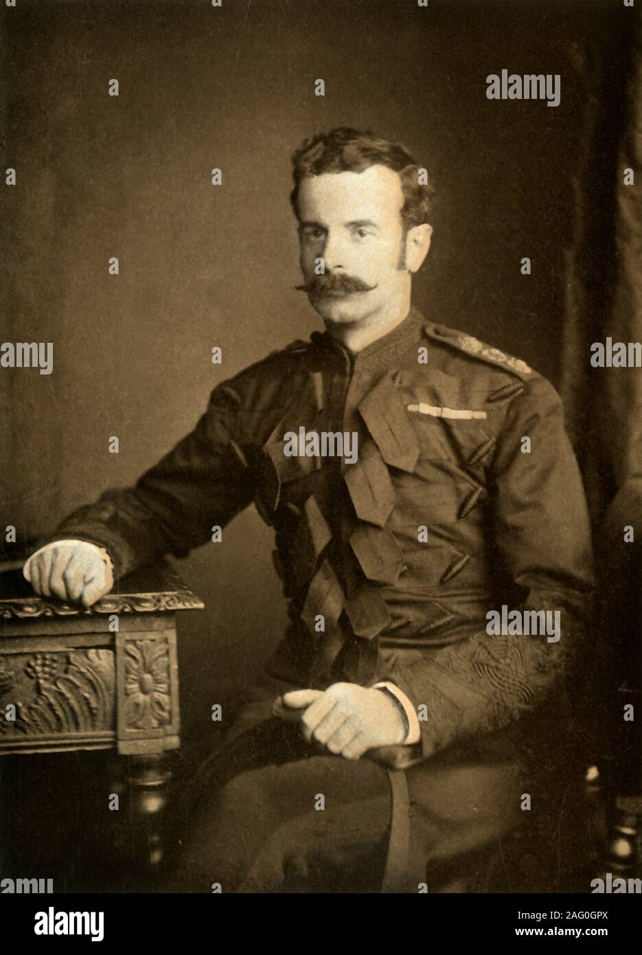 'Le Brigadier-général Le comte de Dundonald', 1900. Douglas Cochrane, 12e comte de Dundonald (1852-1935) et par les pairs écossais représentant général de l'armée britannique fait ses études à Eton qui ont servi pendant la Seconde Guerre des Boers et a pris part à la libération de Ladysmith en février 1900. À partir de "l'Afrique du Sud et le Transvaal War, Vol. IV", par Louis Creswicke. [T. C. &AMP ; E. C. Jack, Édimbourg, 1900] Banque D'Images