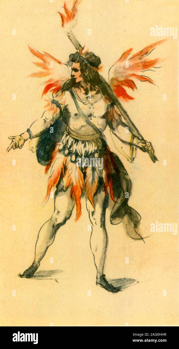 'Une nouvelle flamme', 1613, (1942). Masque pour la conception du Seigneur "Maske" écrit par le poète et musicien Thomas Campion. Il a été réalisé, à côté de "La tempête", dans le cadre de festivités en 1612-1613 pour célébrer le mariage de la fille de Jacques I à l'Elizabeth Frederick électeur palatin. À partir de la "musique anglaise', par W. J. Turner. [Collins, Londres, 1942] Banque D'Images