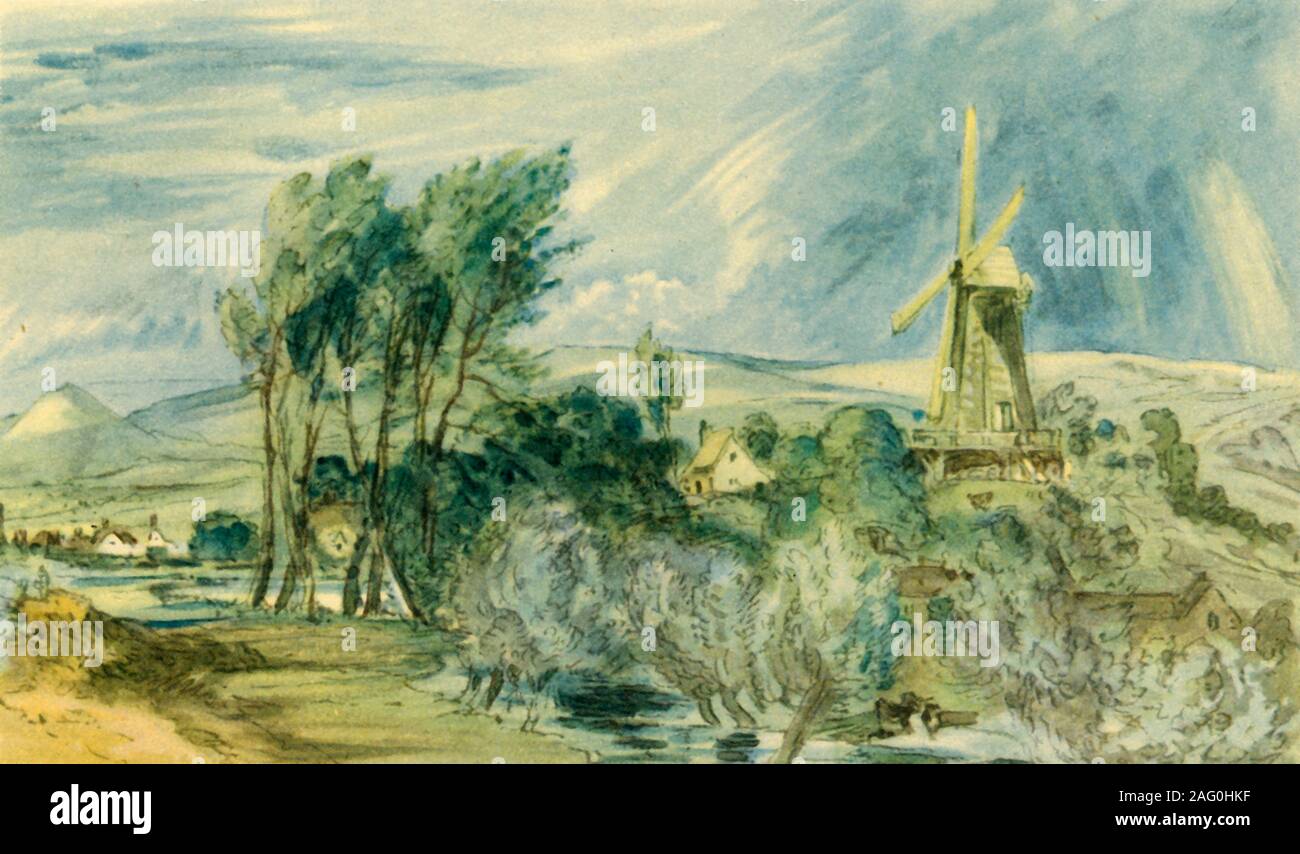 Folkestone : Ford Road et The Ropewalk, 1833, (1947). Un moulin dans la campagne du Kent. Photo du Fitzwilliam Museum, Cambridge. À partir de la "British moulins à vent et des moulins à eau', by C. P. Skilton. [Collins, Londres, 1947] Banque D'Images