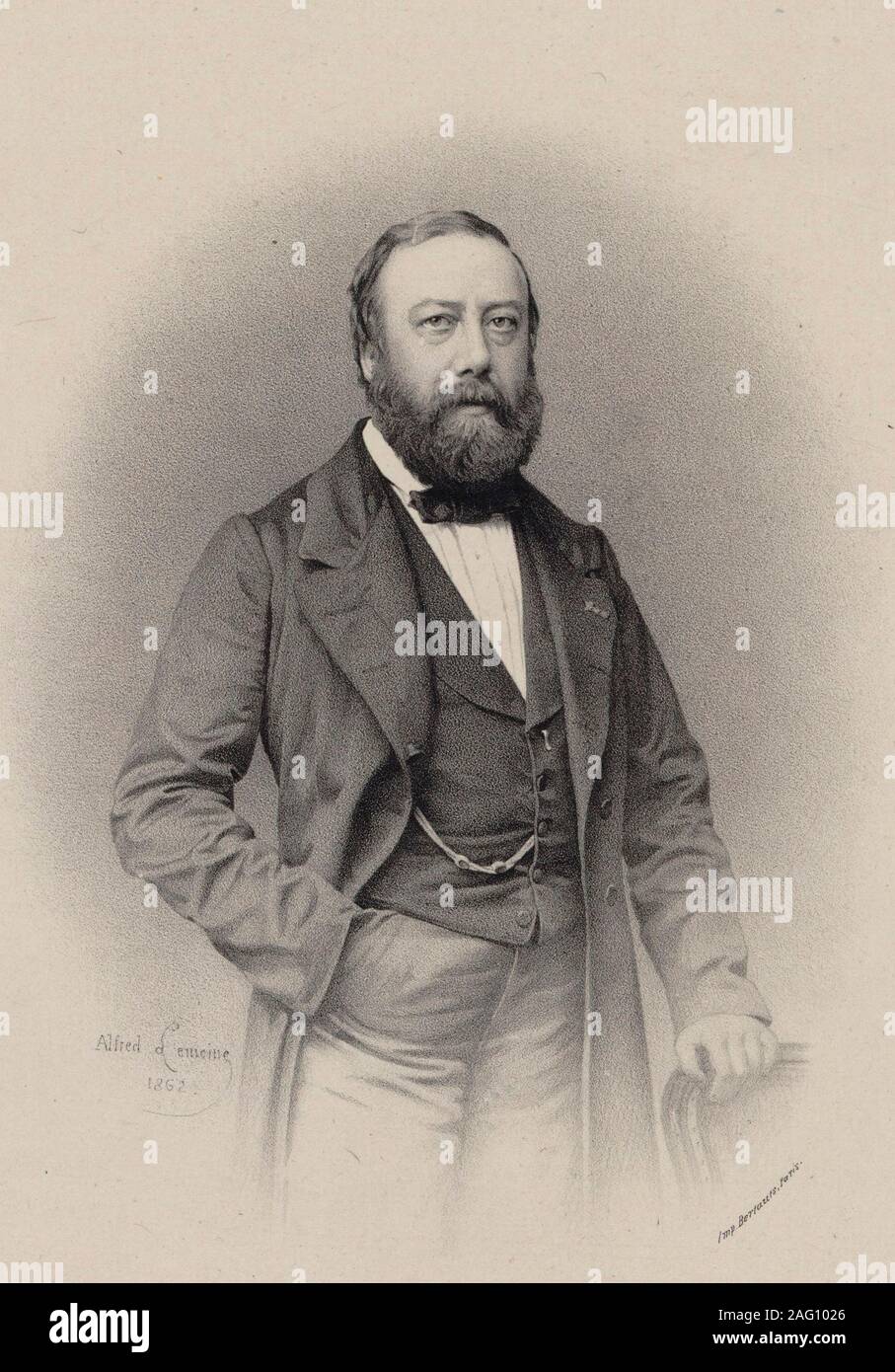 Portrait du compositeur et chansonnier Gustave Nadaud (1820-1893), 1862. Collection privée. Banque D'Images