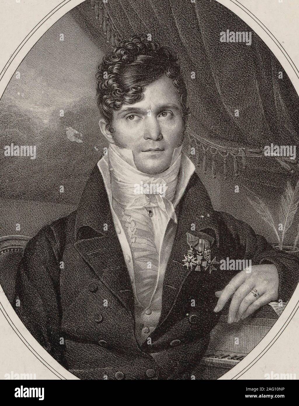 Portrait du chef et compositeur Gaspare Spontini (1774-1851), 1824. Collection privée. Banque D'Images