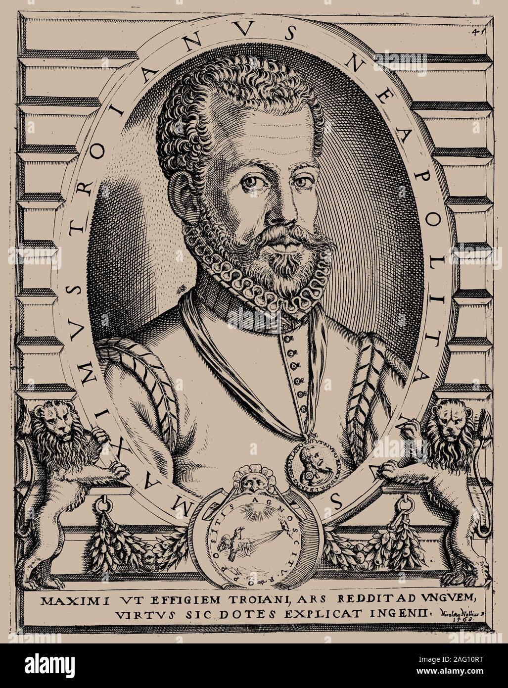 Portrait du compositeur Massimo Troiano, 1568. Collection privée. Banque D'Images