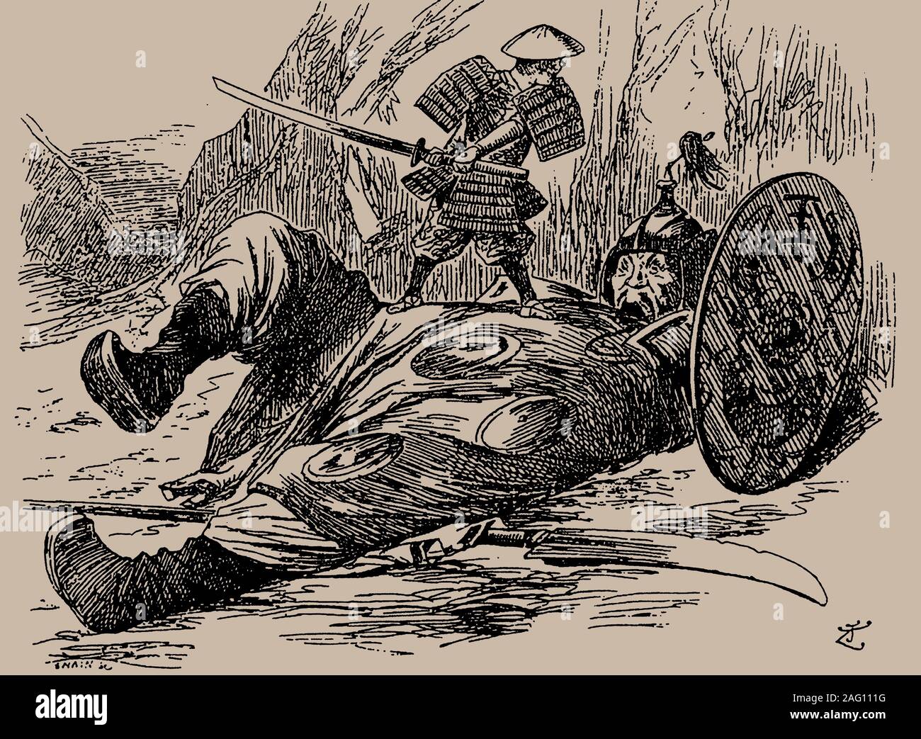 Dessin animé sur la première guerre sino-japonaise. Punch, 29 septembre 1894, 1894. Collection privée. Banque D'Images