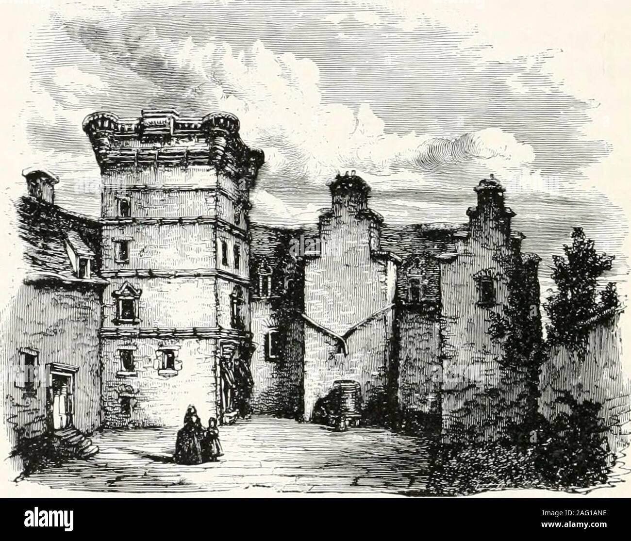 . Moray et Nairn. Elgin. Quelques comtés éclairage aussi intense dans l'annalsof notre pays. Randolph, le premier comte noir, Agnesof Dunbar, le bon Comte de Moray, sont namesfamiliar à chaque élève de l'histoire écossaise. Le 3 juillet, 1650, Charles II a atterri à Garmouthafter son premier exil en Hollande. Cette campagne a été bout Worcester jit. La bataille de Cromdale (1690),où le général Buchan a été défait par le Governmenttroops sous Général Livingstone, a été l'expirant le flameof la révolte Jacobite, qui avait été détruit par thedeath de Dundee à Killiecrankie, et par la catastrophe. atDunkeld En 1715 et Banque D'Images