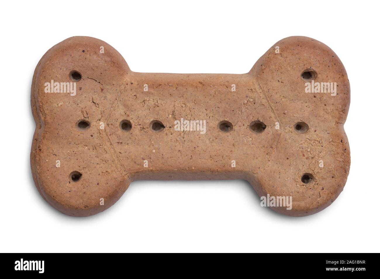 Vue de dessus de l'os de chien isolé sur fond blanc. Banque D'Images