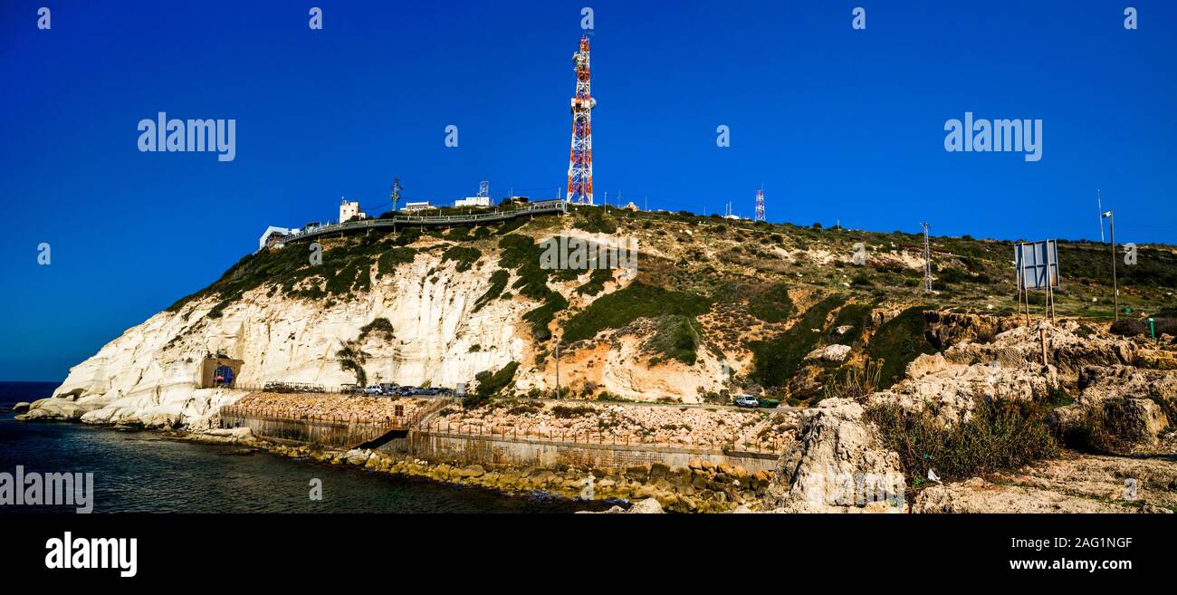 L'affichage à distance de Rosh Hanikra attraction touristique Banque D'Images