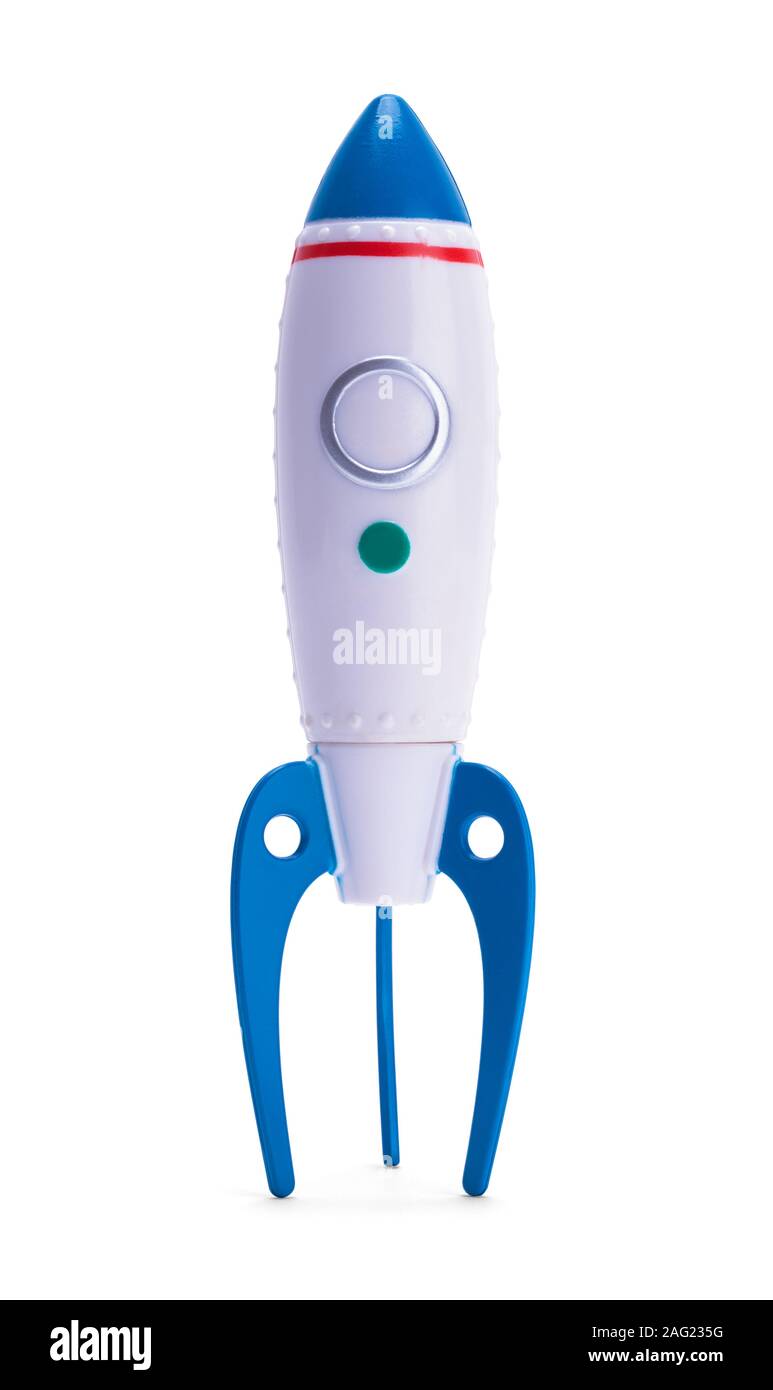 Retro Rocket Ship isolé sur fond blanc. Banque D'Images