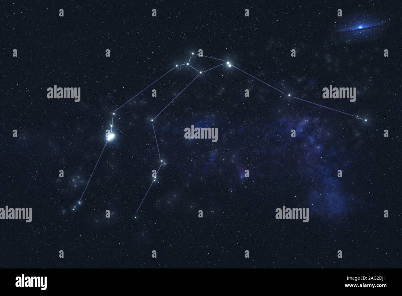 Les étoiles de la Constellation du Verseau dans l'espace. Signe astrologique Verseau lignes constellation Banque D'Images