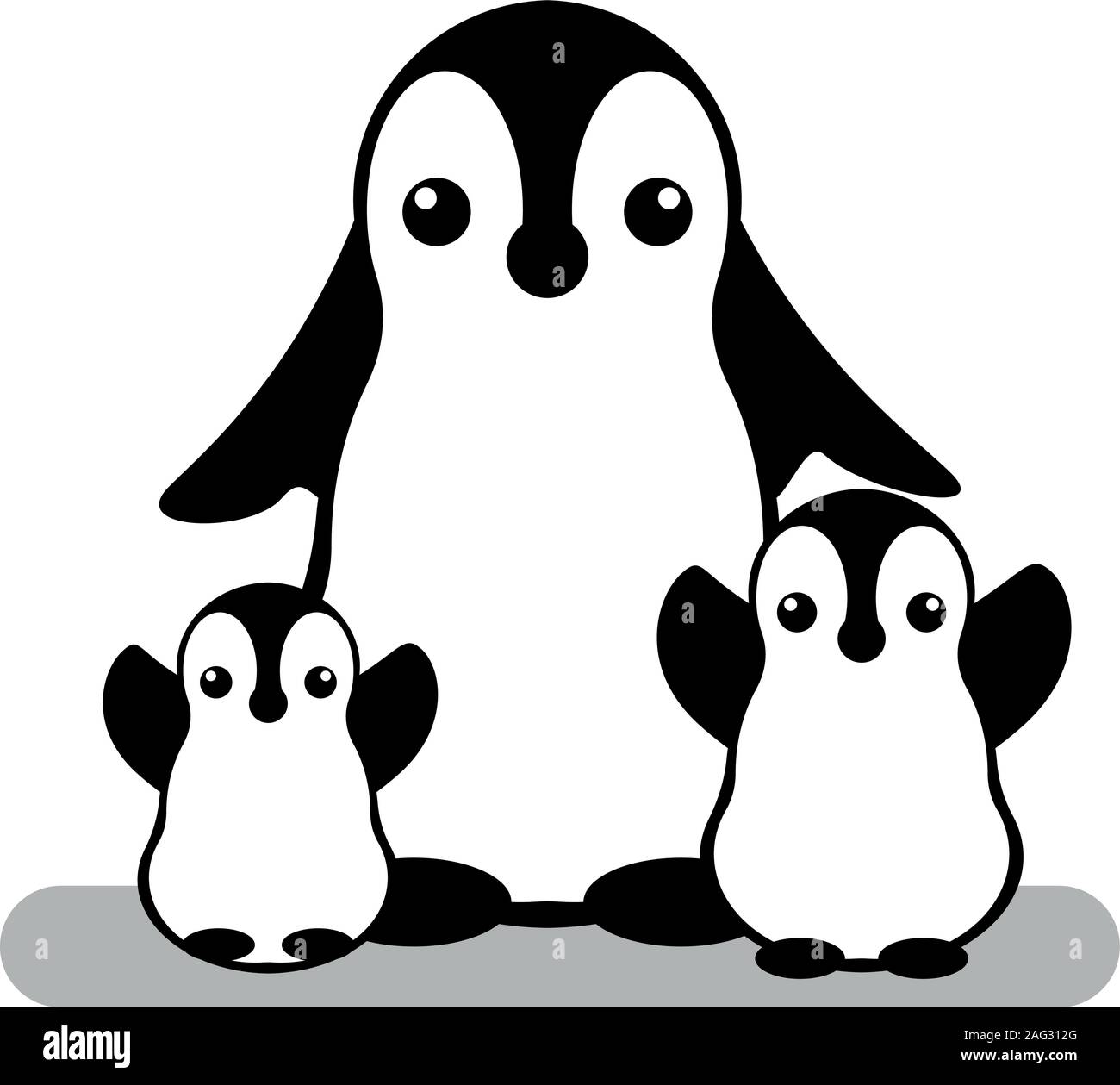 Logo pingouin vectorielles. L'icône de l'animal. Cartoon illustration. Signe d'hiver. Noir et blanc. L'image graphique. Illustration de Vecteur
