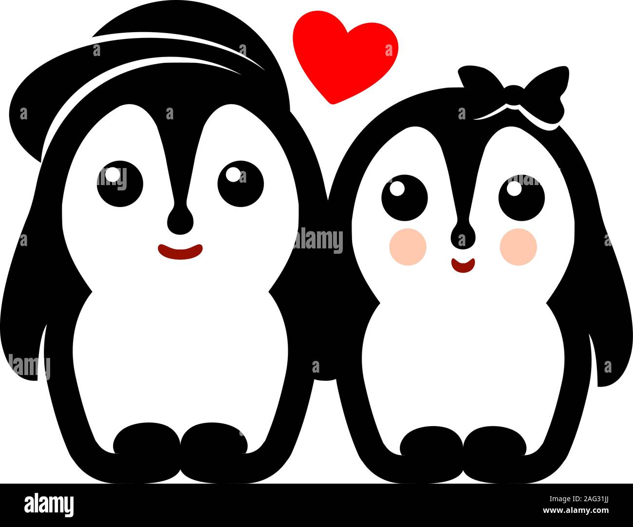 Logo couple penguin vectorielles. Illustration d'hiver. Animal Illustration de Vecteur