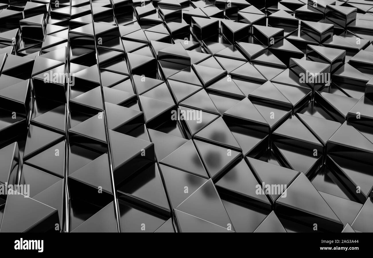 Wallpaper abstrait, composé de triangles noirs sur fond blanc de rendu 3d illustration Banque D'Images