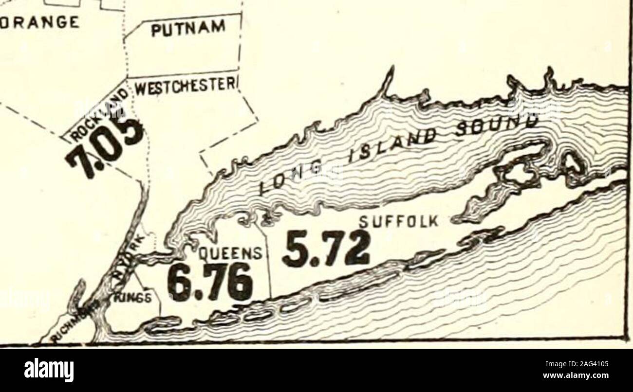 . Recensement de l'état de New York pour 1875. 6,72 6,40. La carte X. LES PRODUITS LAITIERS 1874. Le rendement moyen par vache. Produits laitiers 1874.Le rendement moyen par vache. LAWBENCC ST Banque D'Images