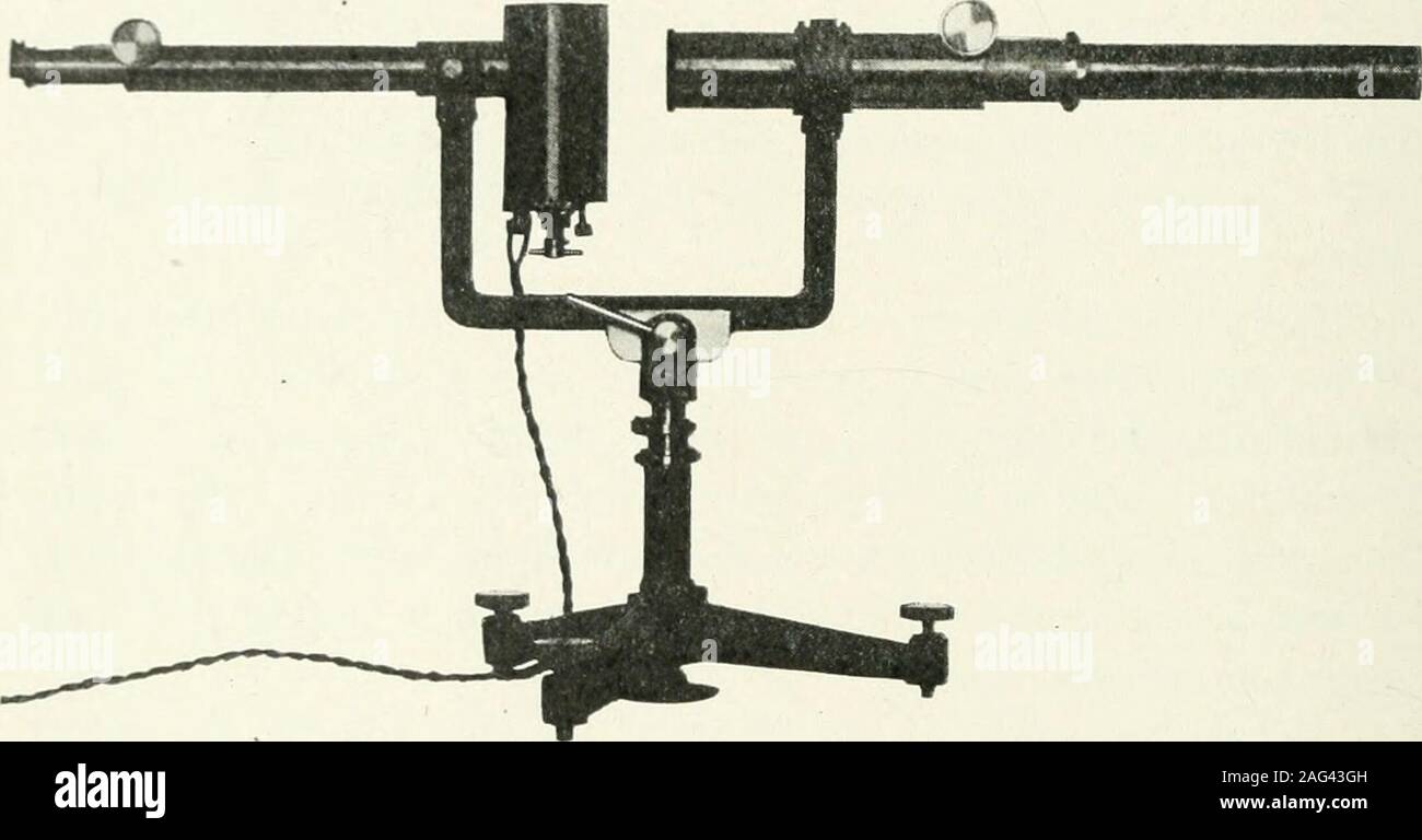 . L'Astrophysical journal. Le pyrometermay -, et également être utilisé pour mesurer la luminosité de l'une ou l'autre distantobjects ou, par un léger changement, pour mesurer la luminosité d'un lamplilament qui n'est qu'à propos de o. j'ai mm de diamètre. Le pyromètre K lampe tungstène a une lilament un peu de la forme de la Fig. 3. Le pointeur P et le petit détour dans le point de filament le lilament sous observation.Les filaments utilisés sont de trois tailles (o.imm, 0,061 mm, et. Fig. I.-o pyromètre optique. 037 mm de diamètre), mais pour la plupart la deuxième dimension est utilisé,qu'avec cette disparition de l'Est Banque D'Images