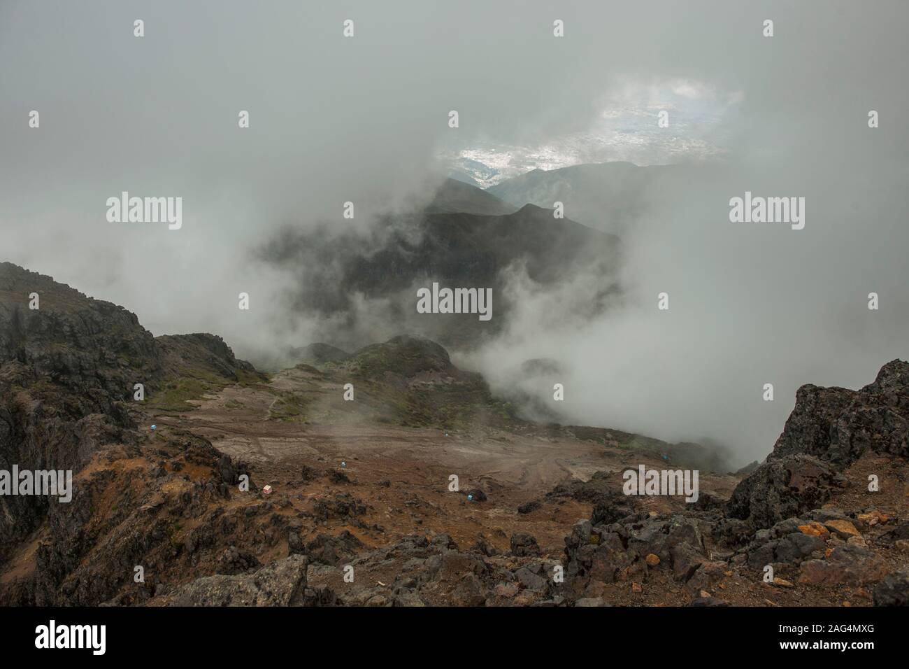Paysage autour du sommet de l'Rucu Pichincha volcano à Quito, Équateur. Banque D'Images