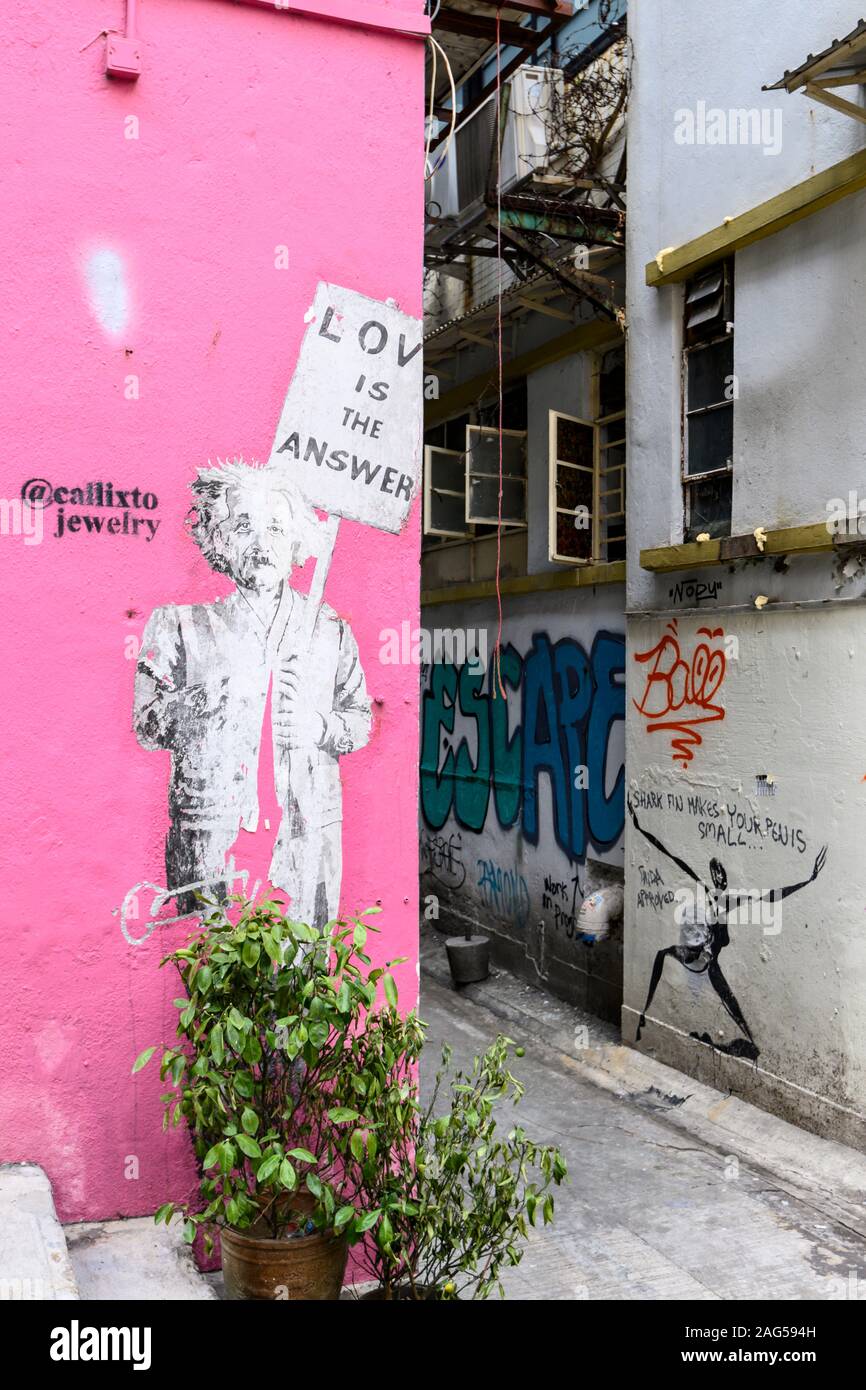 'Street art dans quartier central de Hong Kong." Banque D'Images