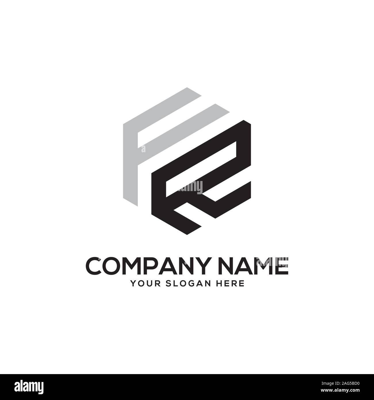 F logo hexagonal dessins Illustration de Vecteur